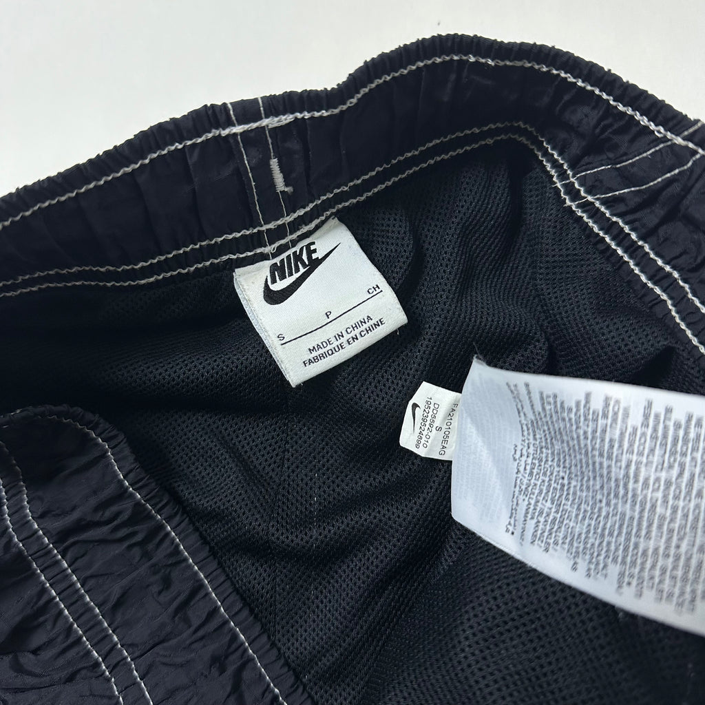 Nike Nylon Double Swoosh Shorts in Black with contrast white stitching (Size Small 26-32) - SOLD