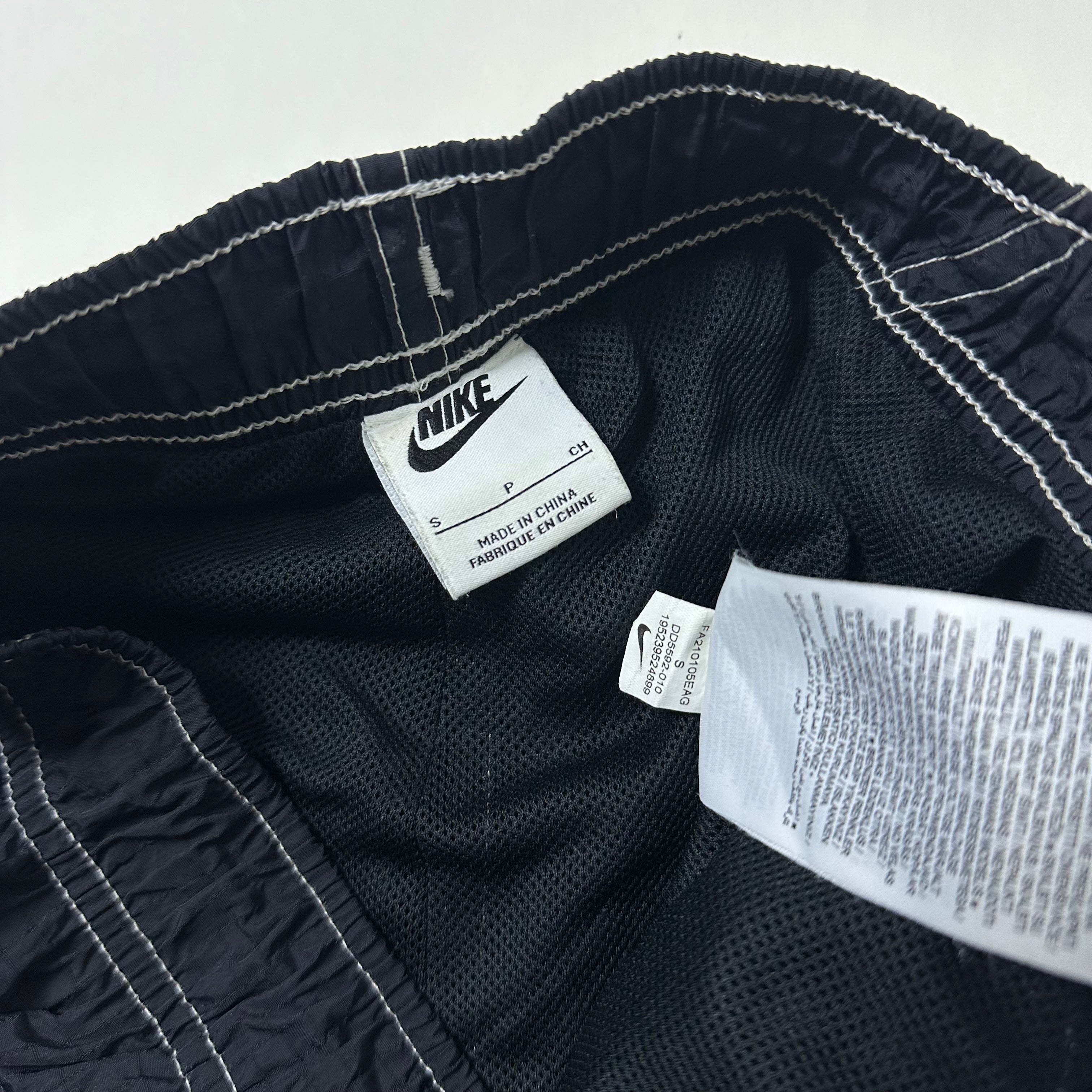 Nike Nylon Double Swoosh Shorts in Black with contrast white stitching (Size Small 26-32) - SOLD