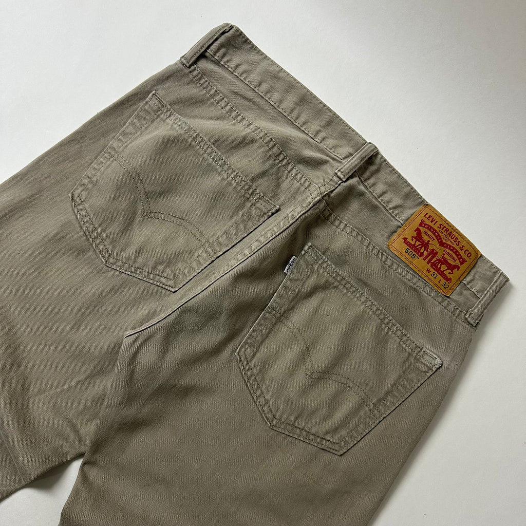 Levi’s 505 Regular Straight Fit Jeans in Khaki (Size 31)