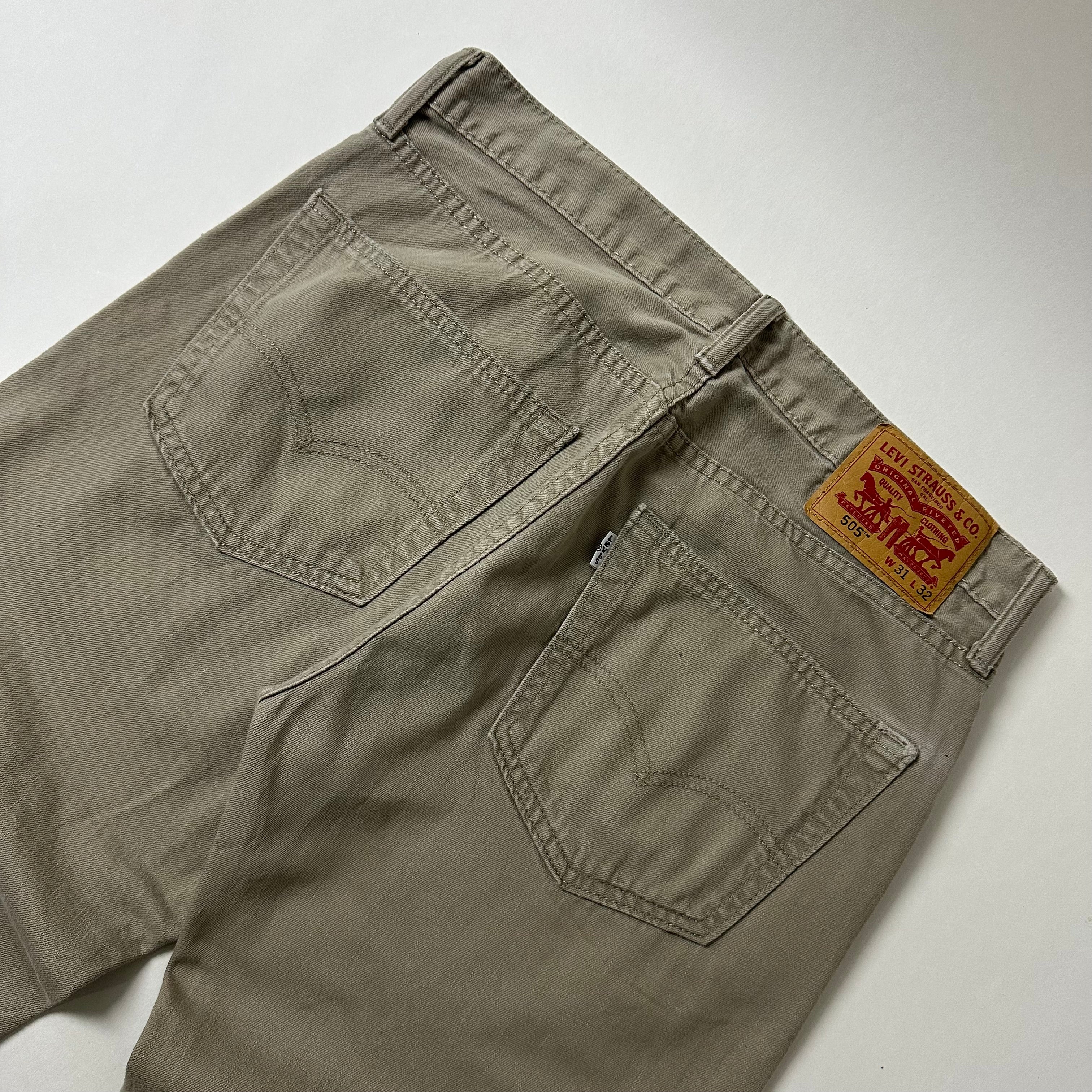 Levi’s 505 Regular Straight Fit Jeans in Khaki (Size 31)