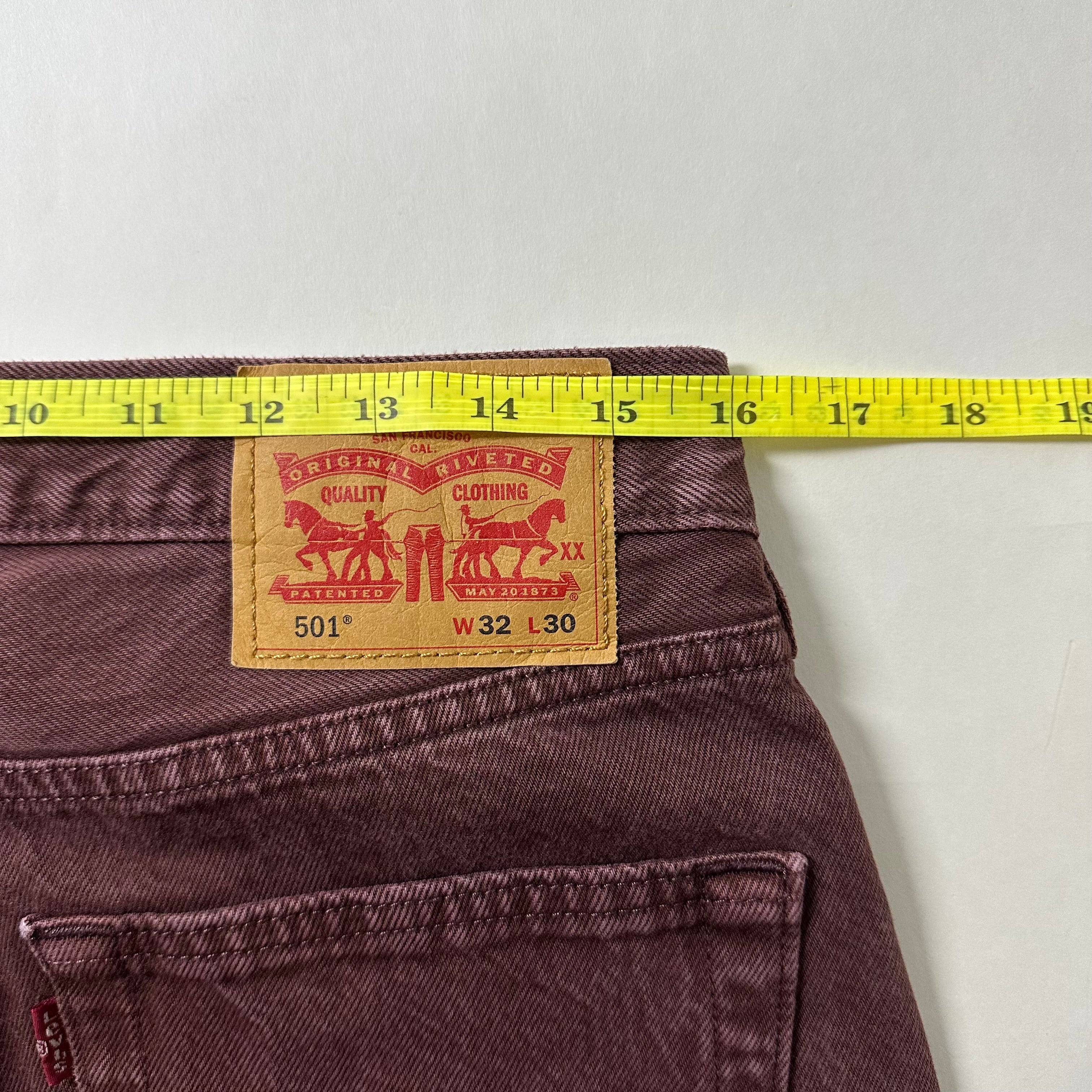 Levi’s 501 Original Fit Jeans Button Fly in Bitter Chocolate/Burgundy Maroon (Size 32)