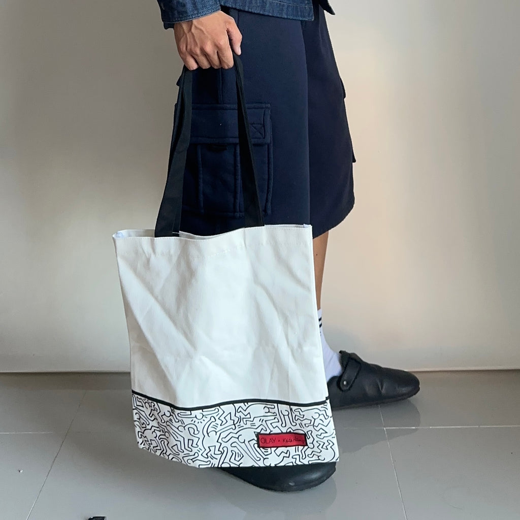 Keith Haring x Olay Tote Bag in White