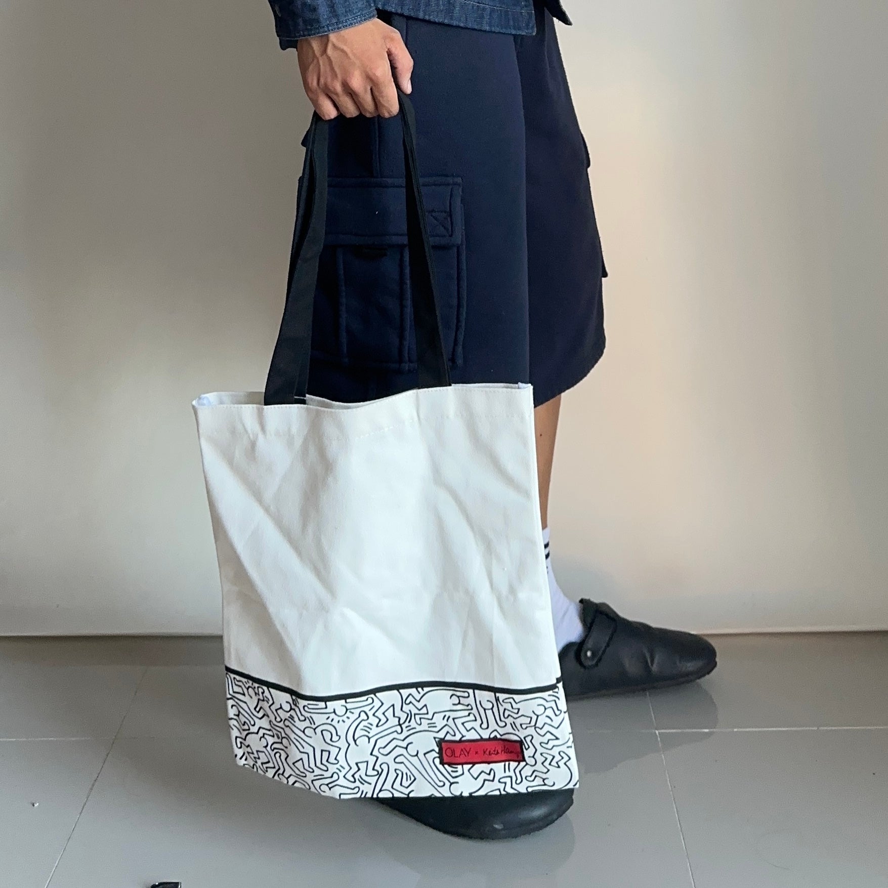 Keith Haring x Olay Tote Bag in White