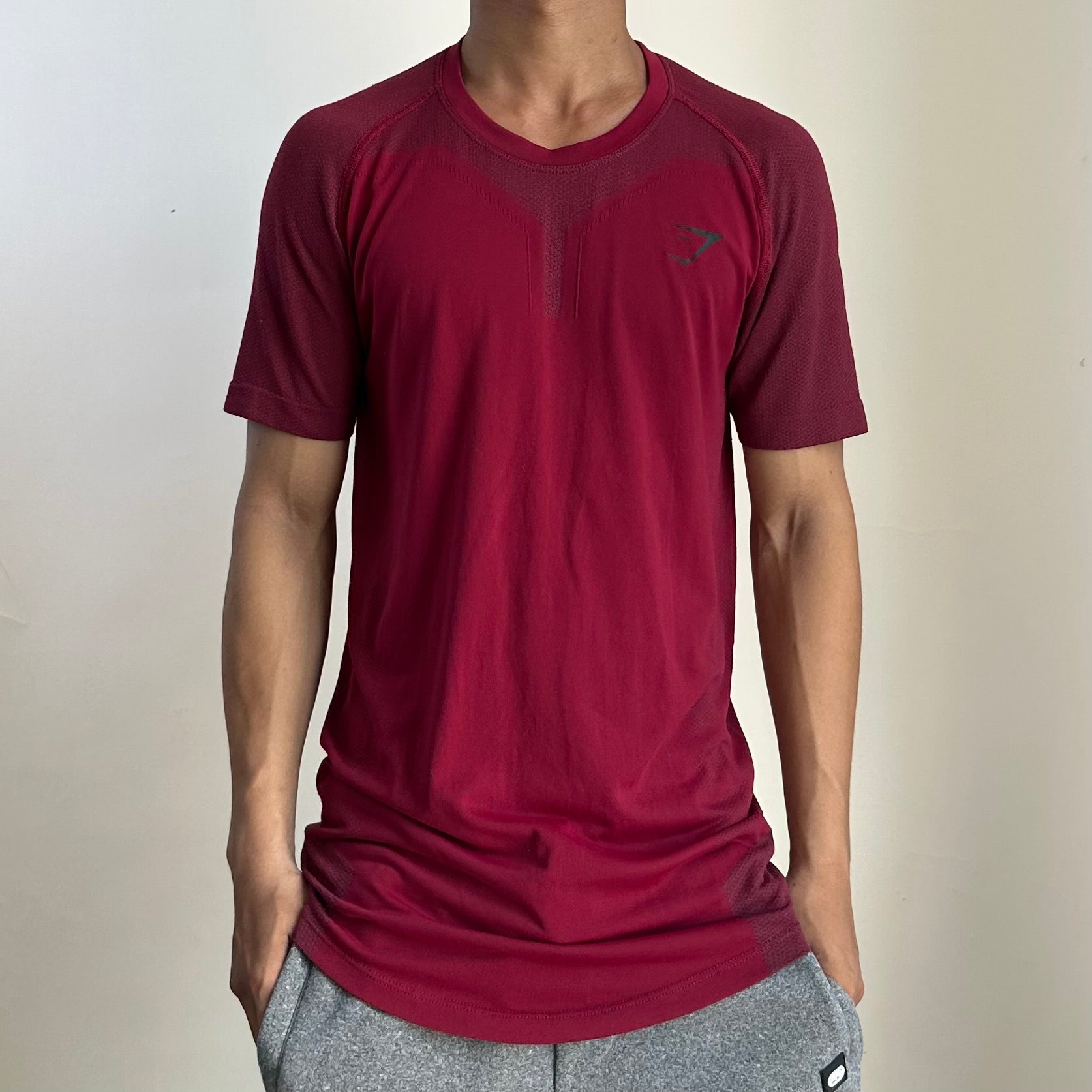 GymShark 315 T-shirt in Burgundy (Size Small)