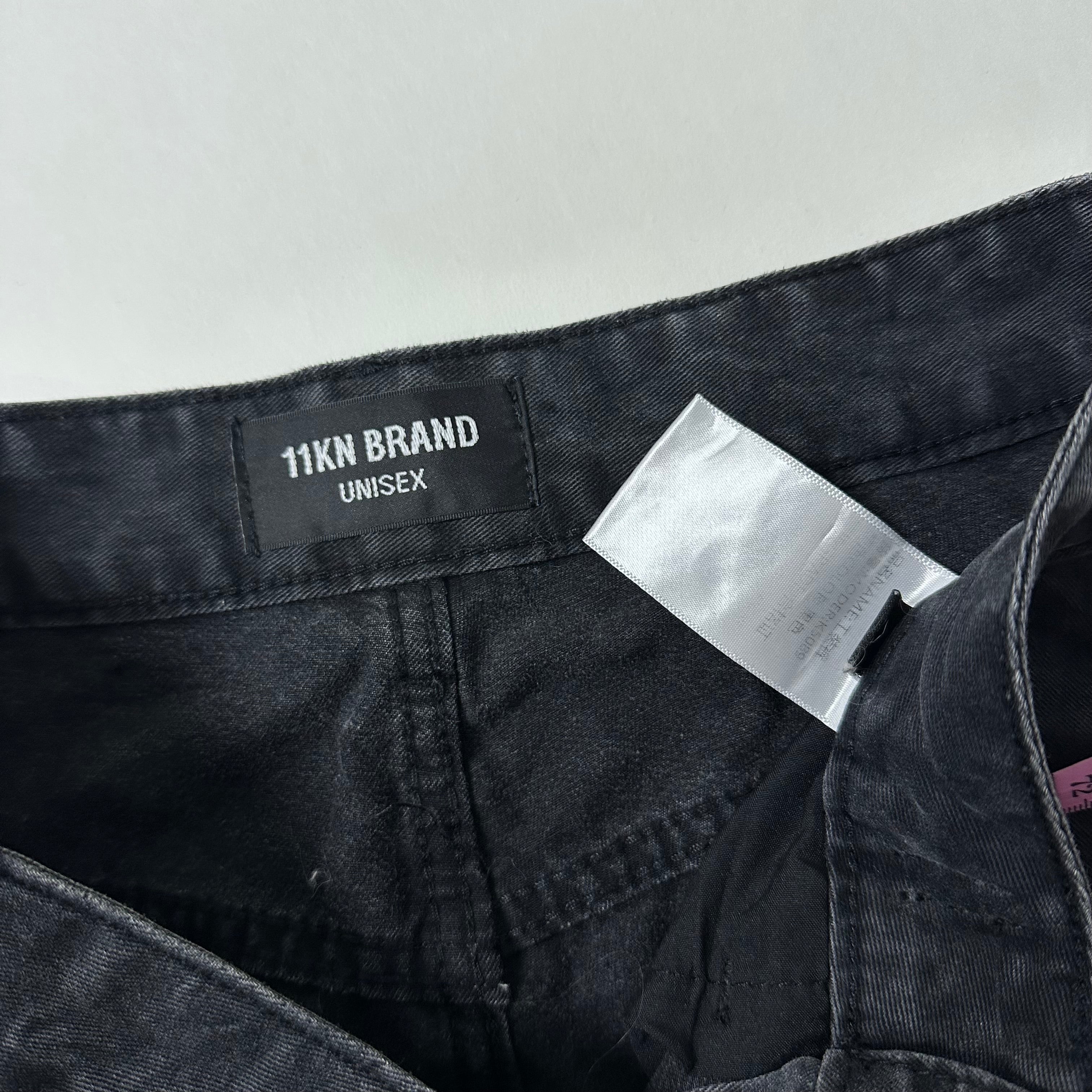 11KN BRAND Unisex Multi-Pockets Baggy Pants in Washed Black (Size 28)