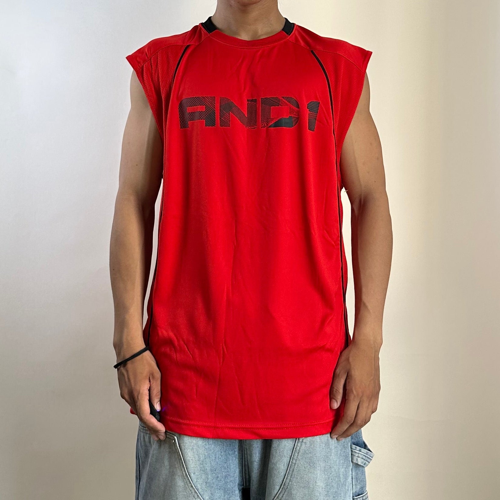 AND 1 Sleeveless Basketball Jersey Red Size Small (Fits Medium)