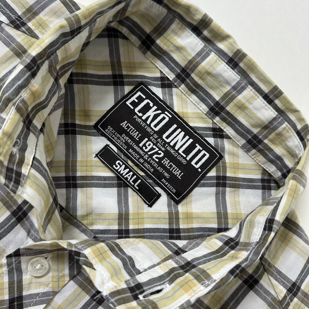 ECKO UNLTD Plaid Button-down Polo Shirt Size Small (Fits Large)
