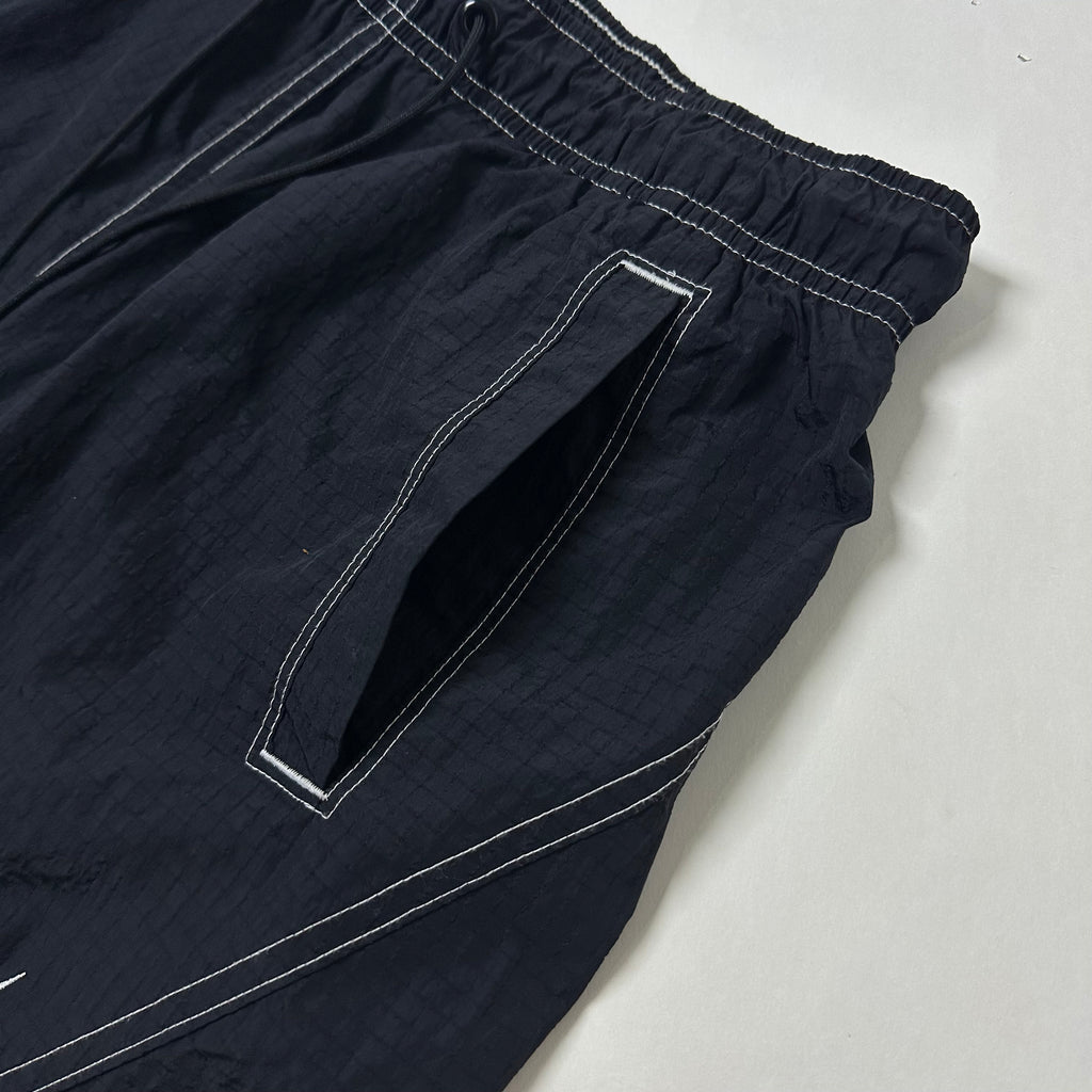 Nike Nylon Double Swoosh Shorts in Black with contrast white stitching (Size Small 26-32) - SOLD
