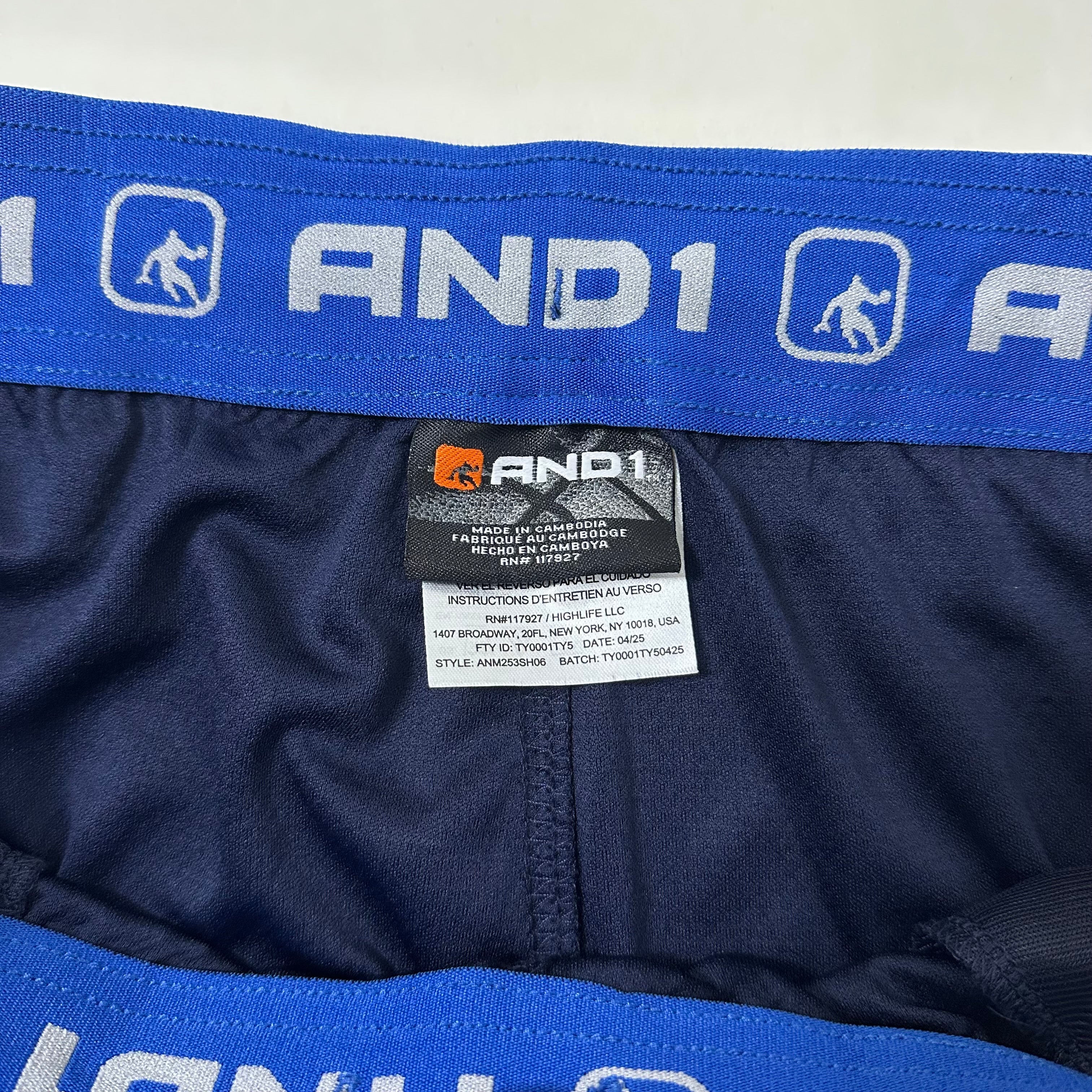 BRAND NEW AND1 Men's Active All Court Basketball Shorts Navy Size Medium (32-38)