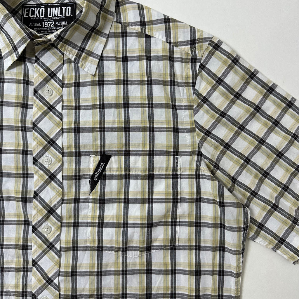 ECKO UNLTD Plaid Button-down Polo Shirt Size Small (Fits Large)