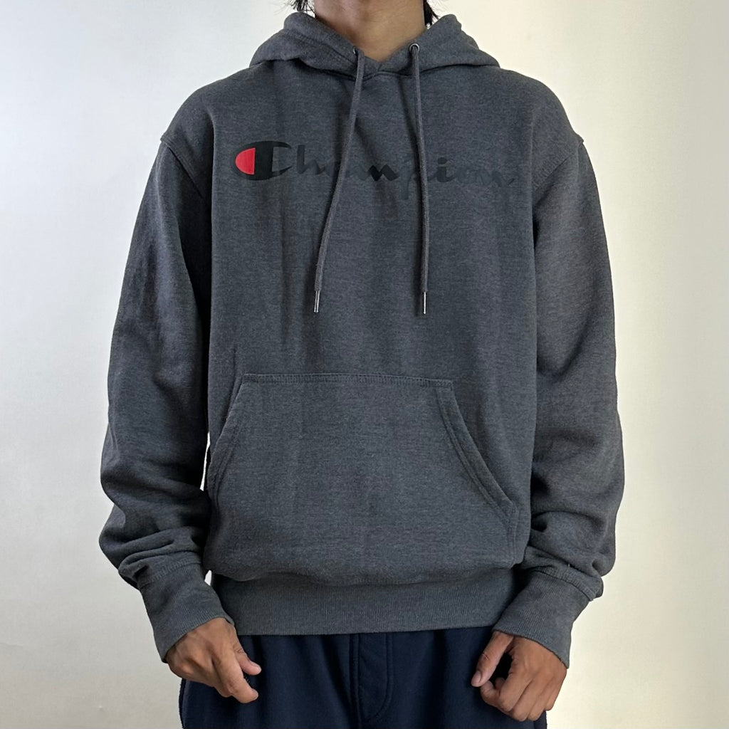 Champion Script Logo Hoodie Jacket Gray Size Small (Fits Large)