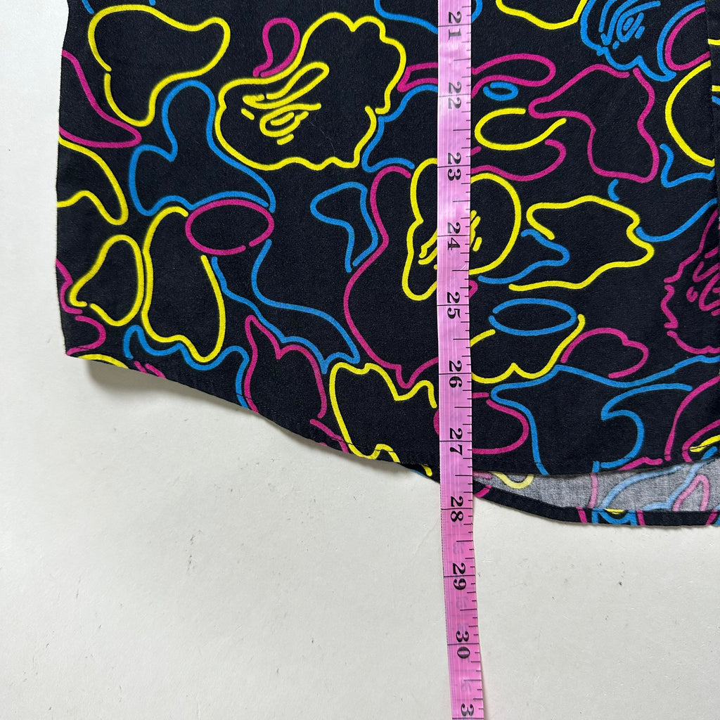 BAPE OG Neon Camo Button-Down Long sleeve Shirt in Black (Best Fit Large)