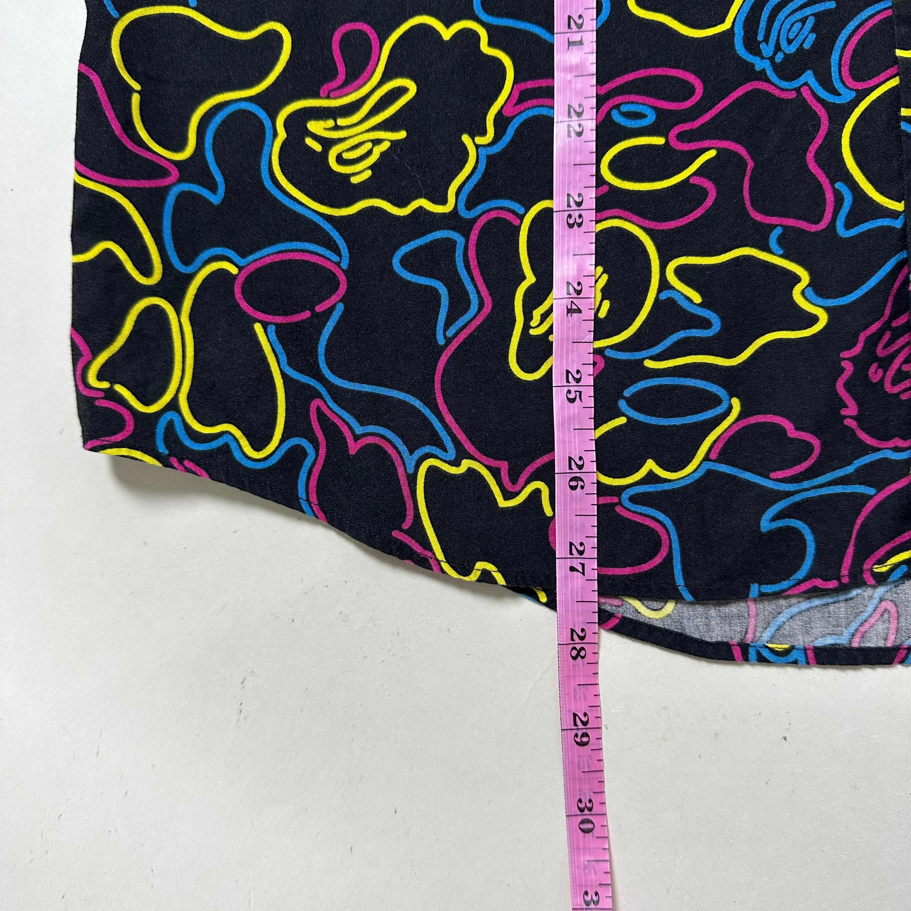 BAPE OG Neon Camo Button-Down Long sleeve Shirt in Black (Best Fit Large)