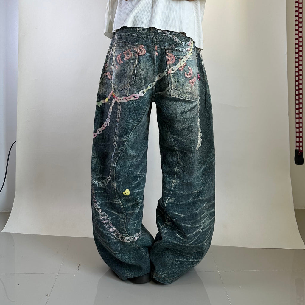 Acne Studios Loose-fit Trompe L’oeil Candy Chain Jeans (Size 30) OFF only - SOLD