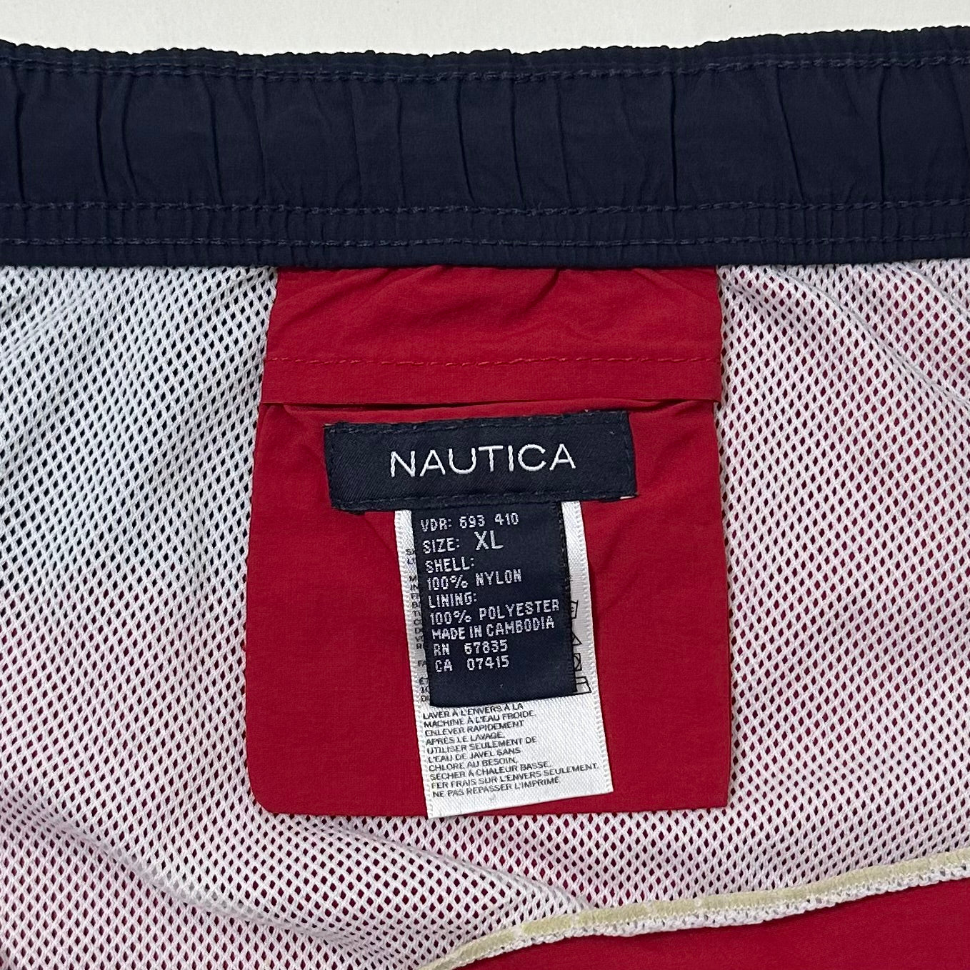 Nautica Swim Trunks Shorts Big Logo Red Dark Blue Size XL (42-46)