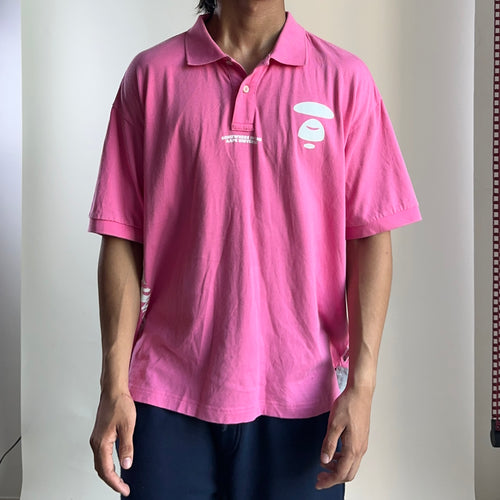AAPE By A Bathing Ape Pink Camouflage Polo Shirt Medium