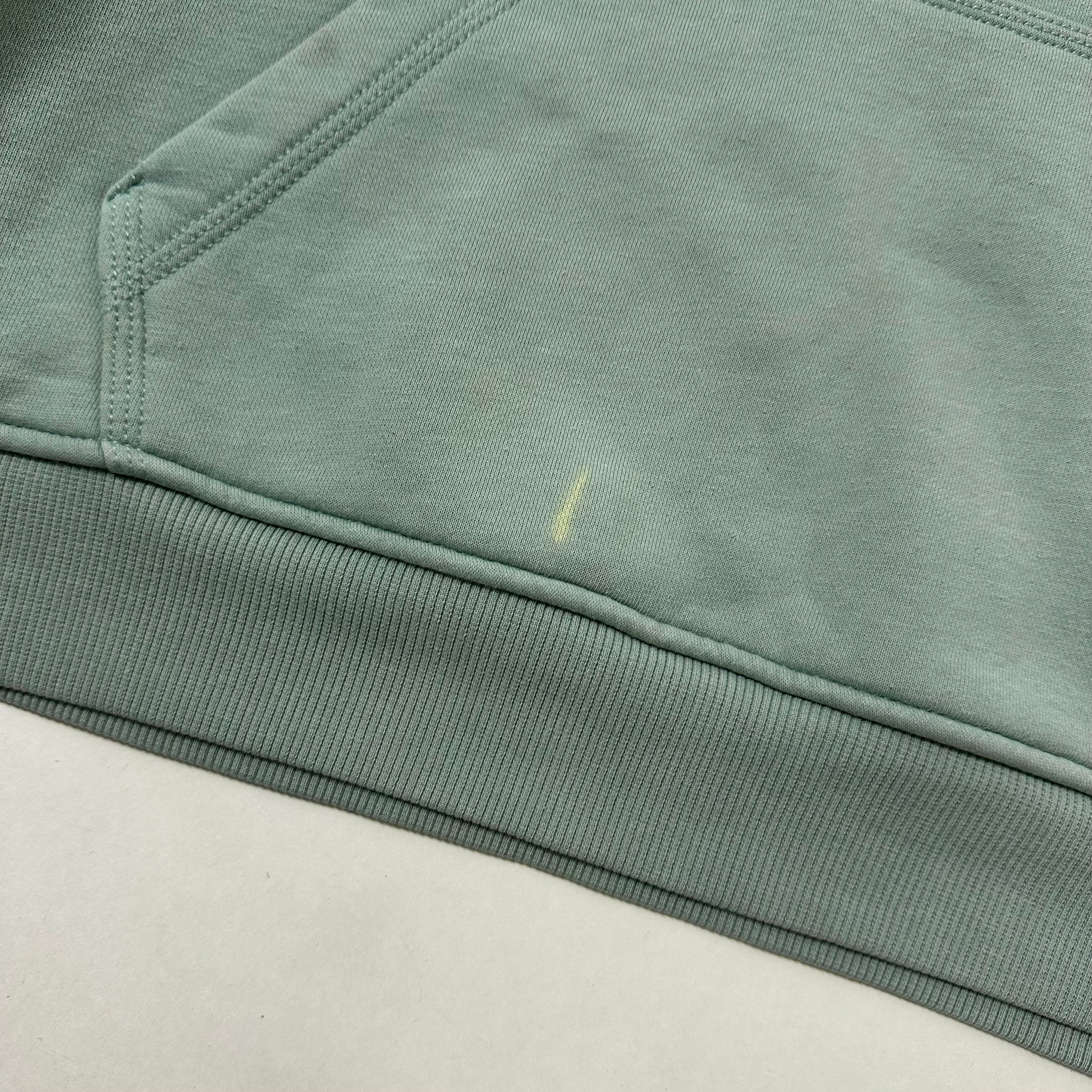 Carhartt Script Hoodie Jacket in Pale Green with yellow stains (Size Small)