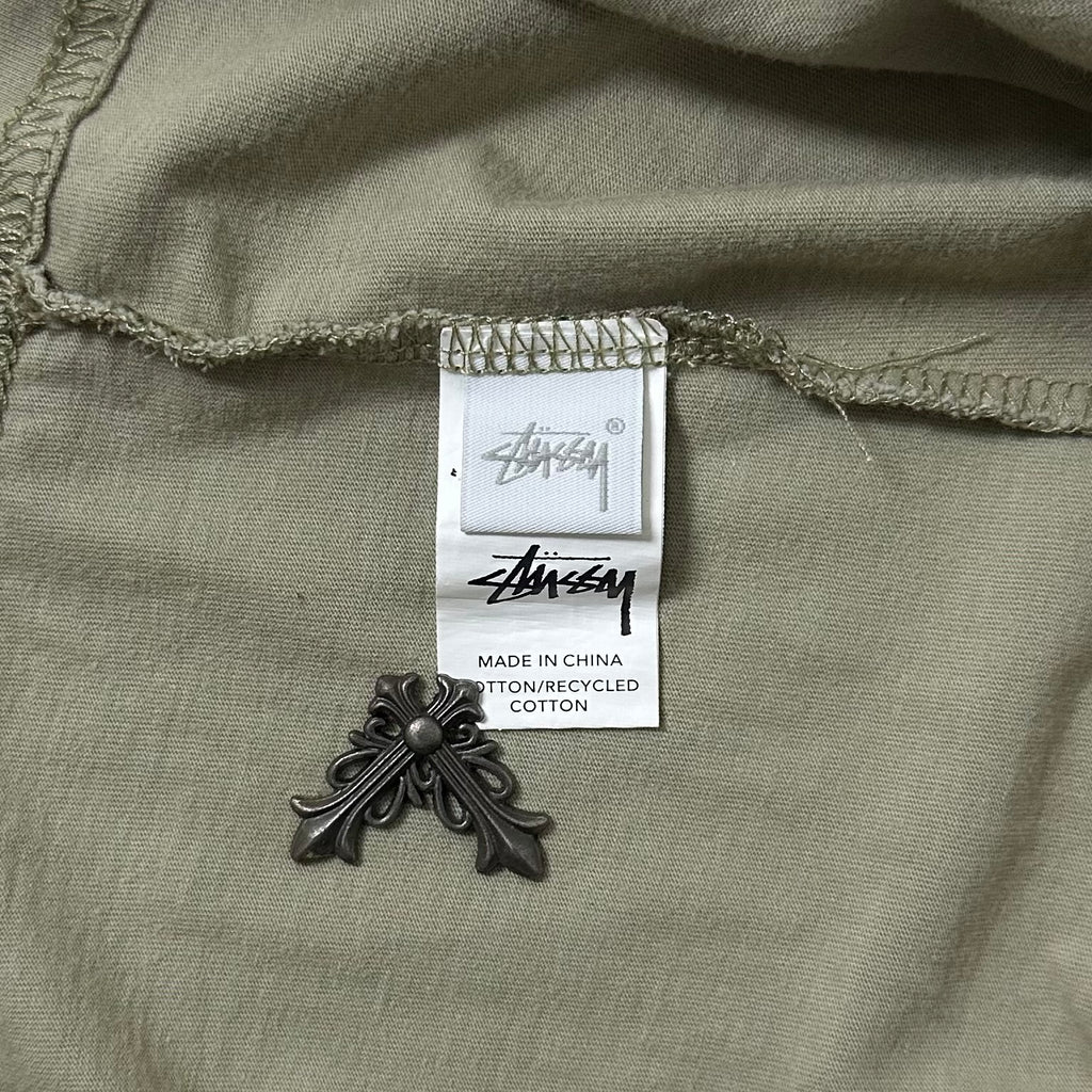 Stussy Crop T-shirt for Women in Olive green (Size 10 Medium)