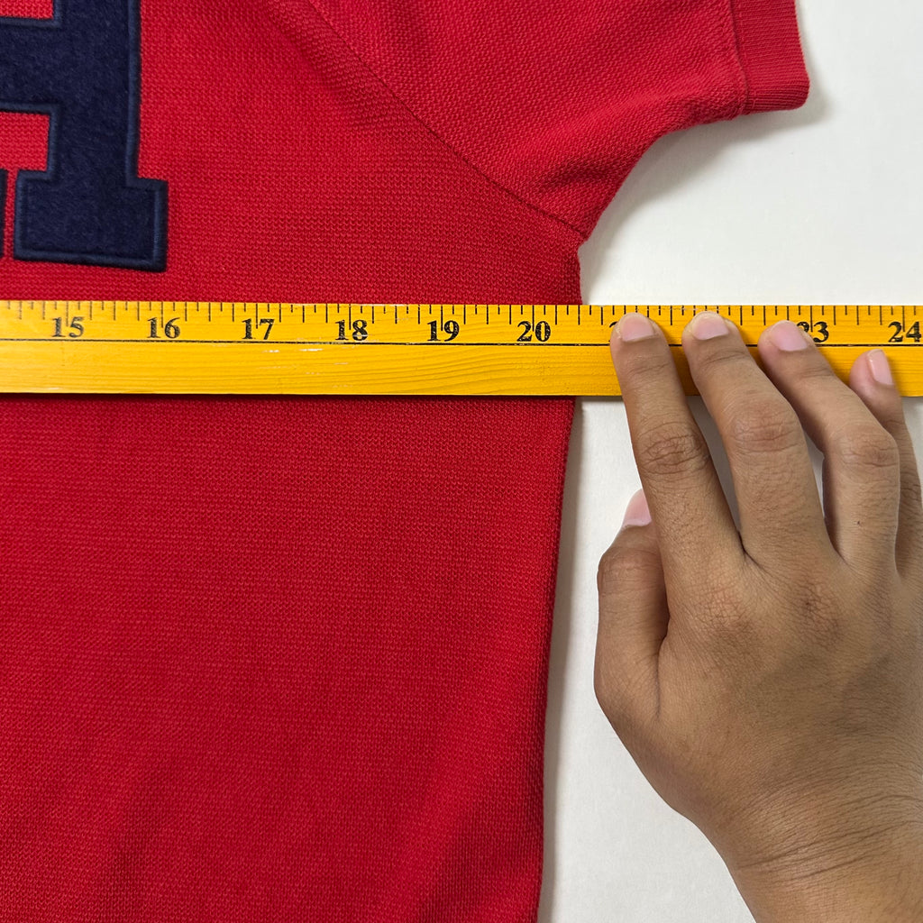 Tommy Hilfiger Polo T-shirt in Red Big Letter “H’ Varsity Style on chest (Size Large)