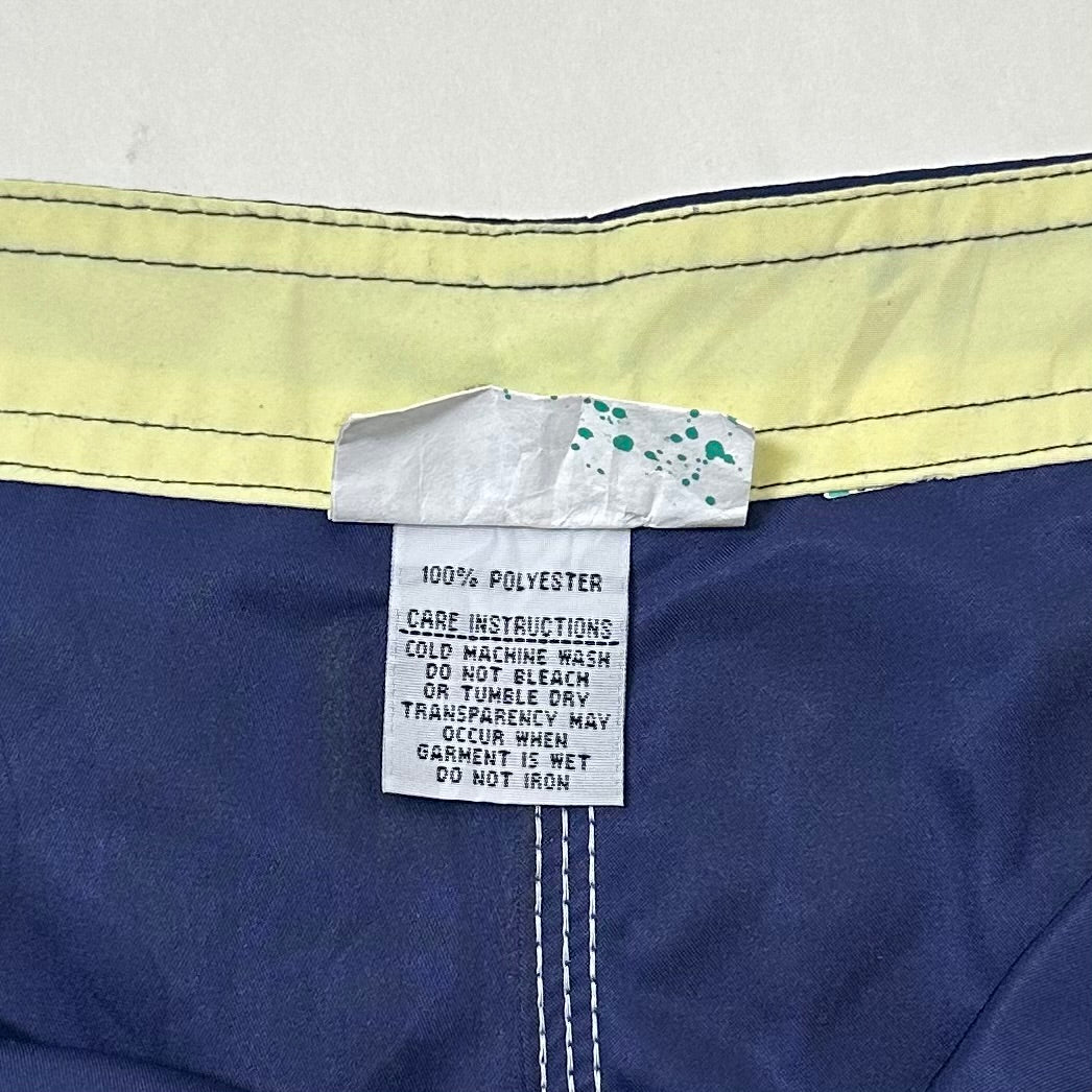 2000’s Billabong Board Shorts in Navy Blue and Yellow Color way Size 32