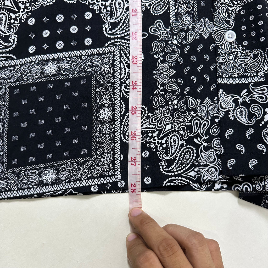 Paisley Bandana Button-Up Polo Shirt By Splendid Satisfaction Black Size Large