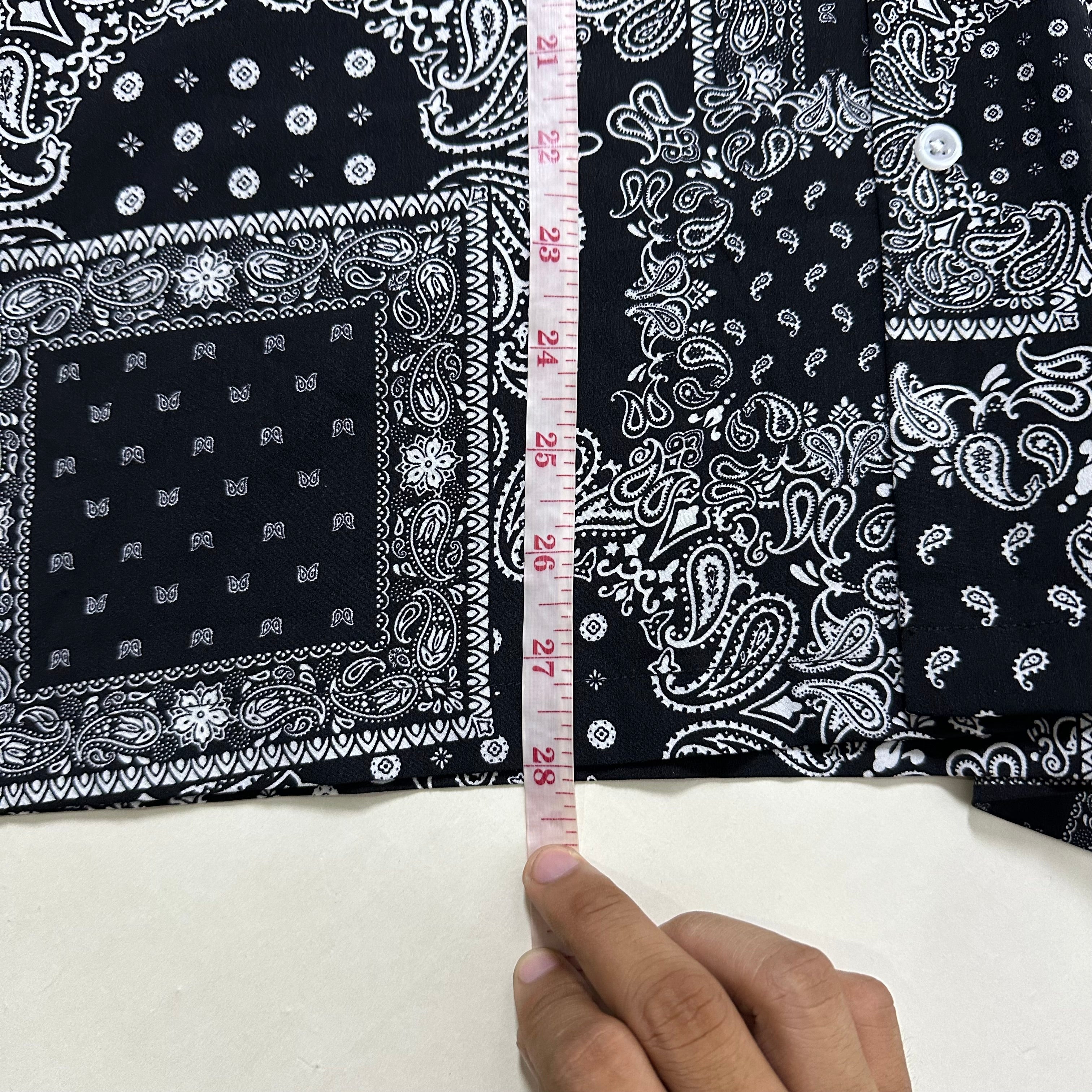 Paisley Bandana Button-Up Polo Shirt By Splendid Satisfaction Black Size Large