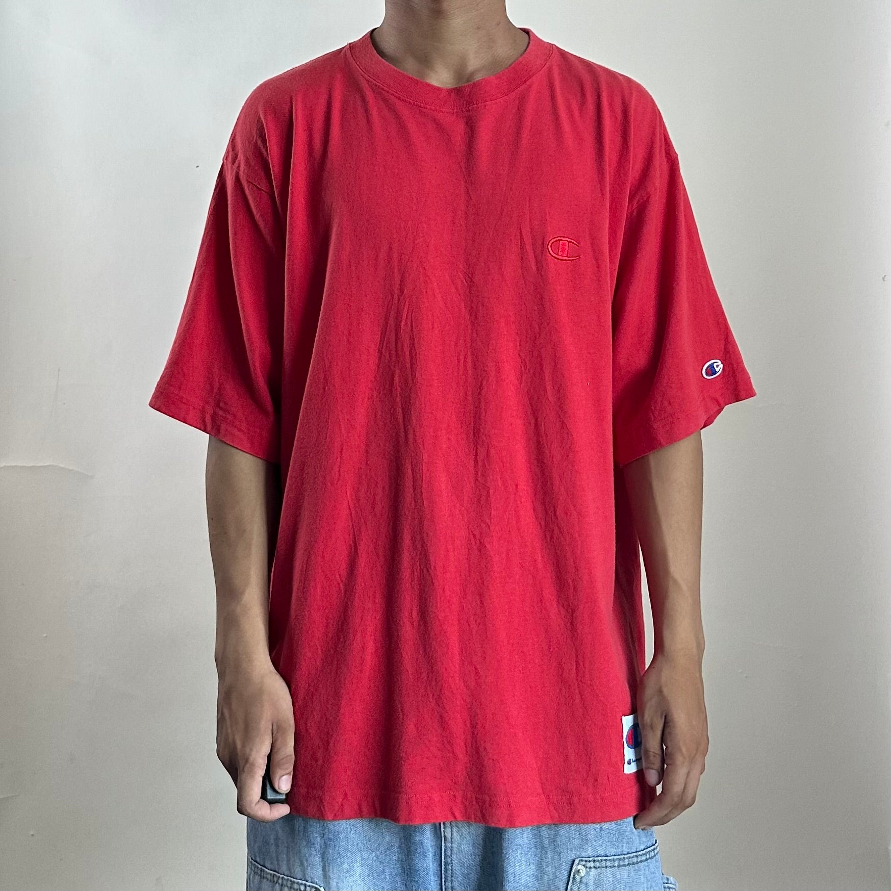 Champion Basic Logo T-shirt in Red Size Large (Fits XL)