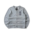 Stussy Cardigan Sweater Felt Patch Crown-topped “S” Logo in Gray (Size Medium)