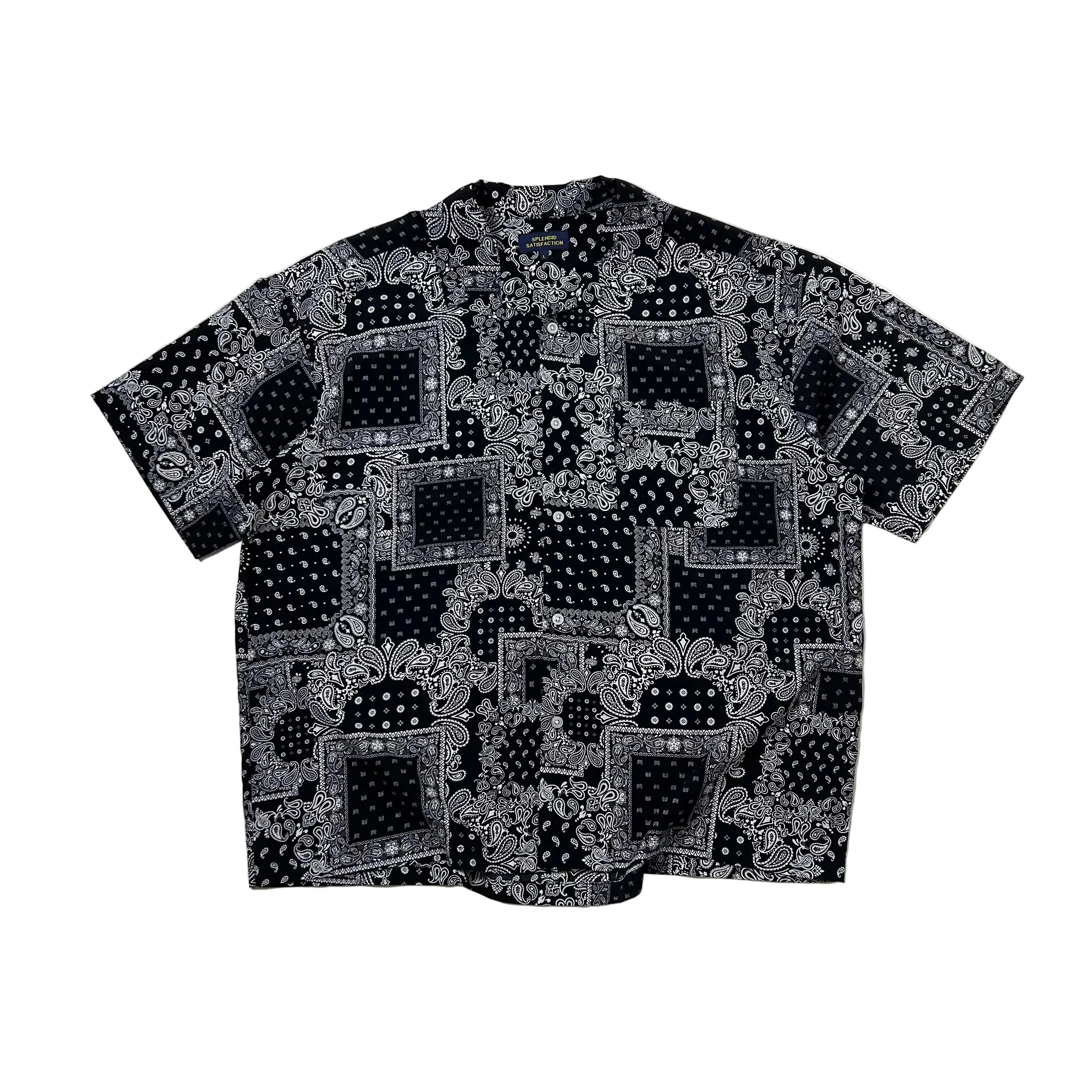 Paisley Bandana Button-Up Polo Shirt By Splendid Satisfaction Black Size Large