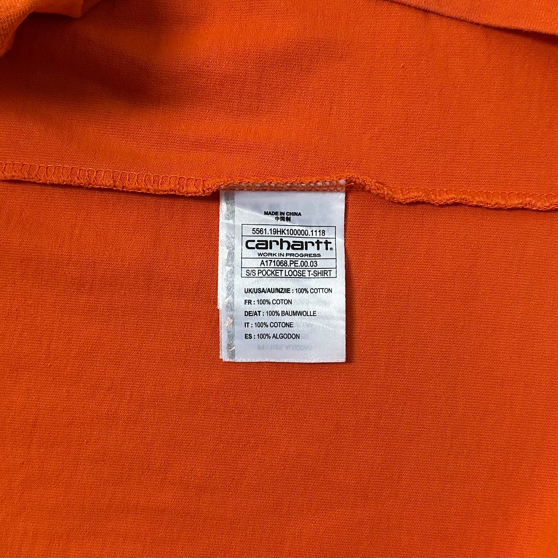 Carhartt WIP Pocket Tee in Orange Size Medium (Fits Large)