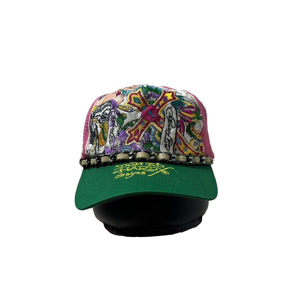Ed Hardy Trucker Hat Embroidered “Love Cross” design One Size