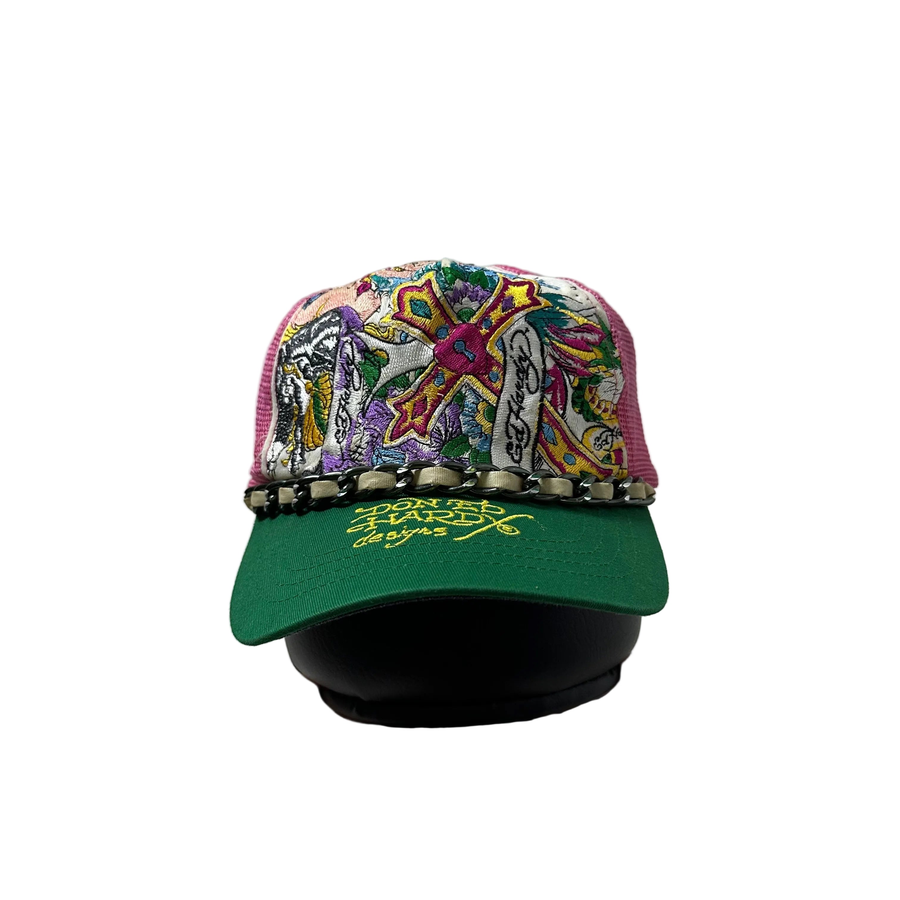 Ed Hardy Trucker Hat Embroidered “Love Cross” design One Size