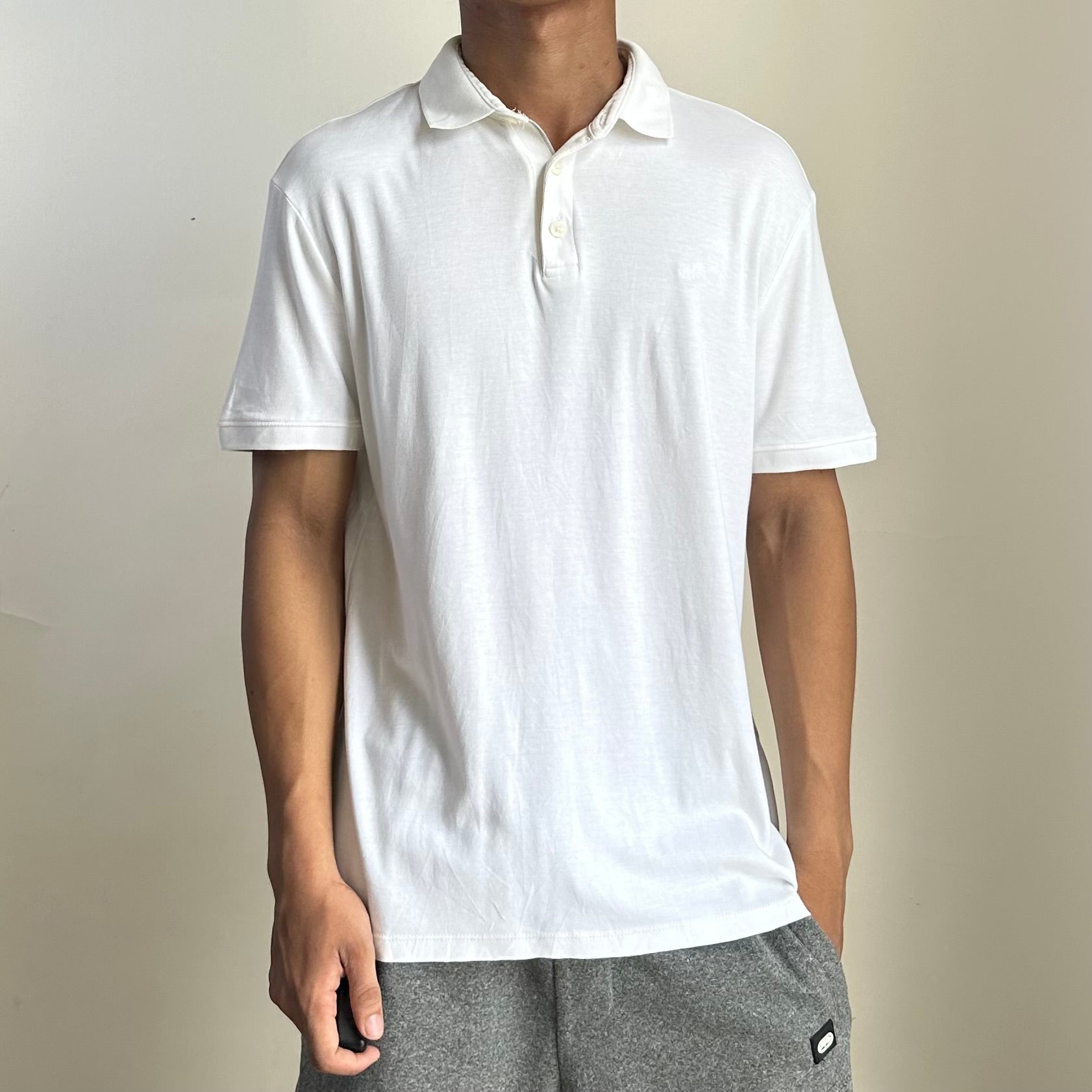 Calvin Klein Liquid Touch Polo T-shirt in White Size Small (Fits Medium)