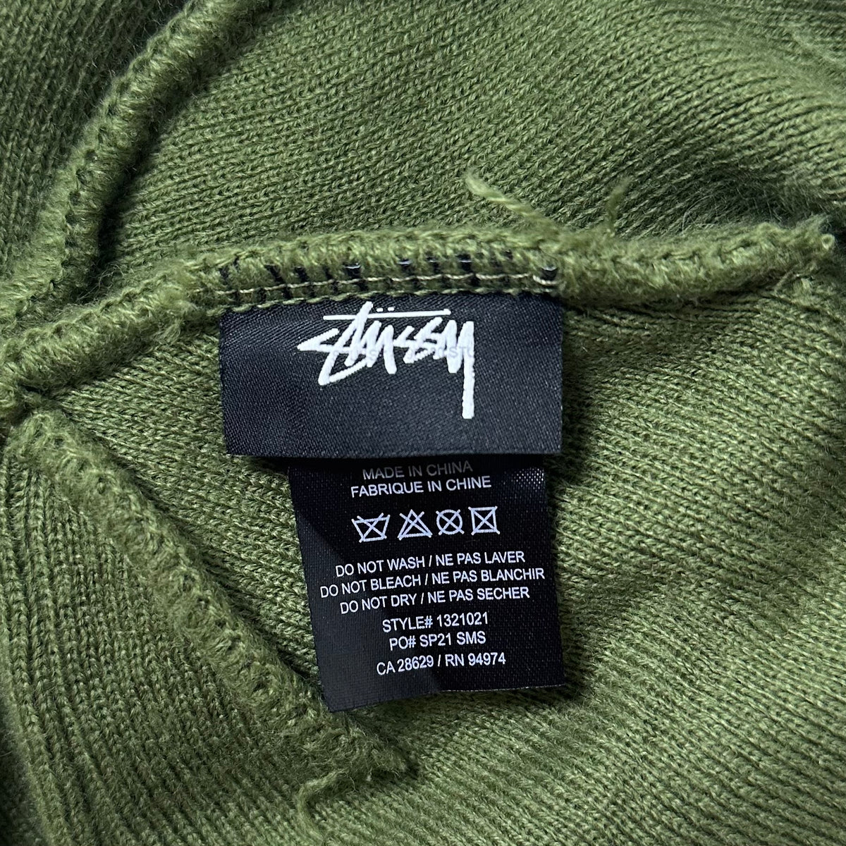 Stussy Helvetica Jacquard Beanie in Olive Green (One Size)
