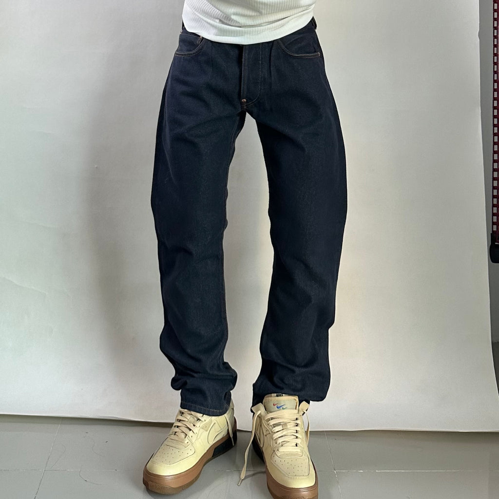 Evisu Big Daicock Striped Logo Denim Jeans with Gold “EVISU” Spell out Size 29