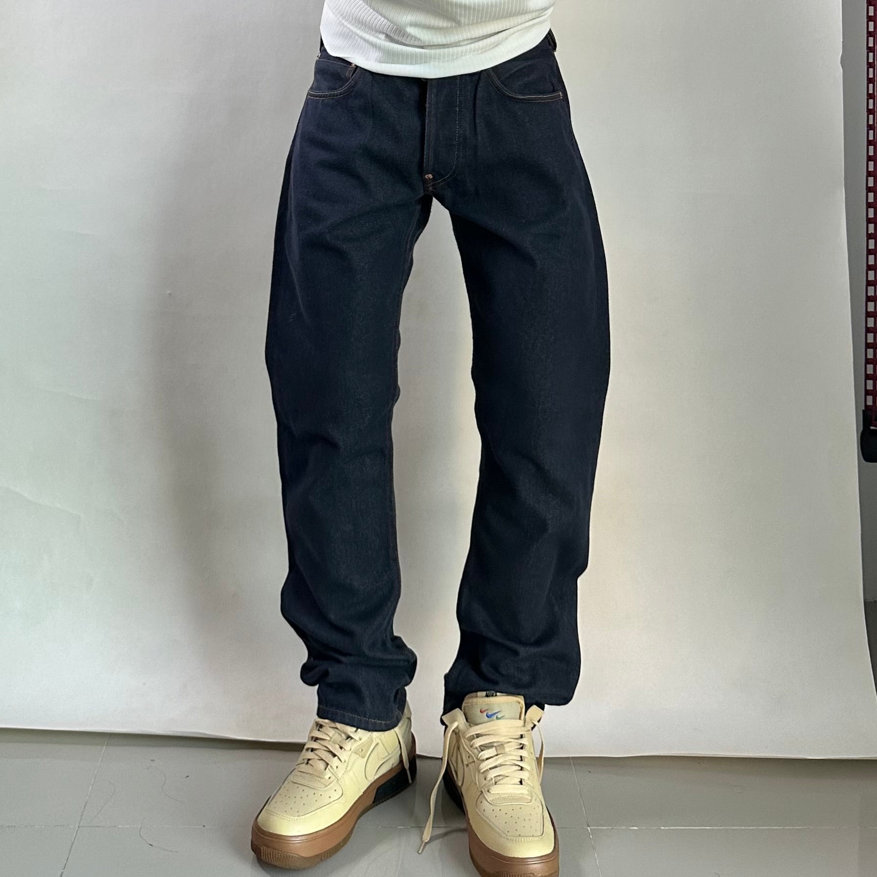 Evisu Big Daicock Striped Logo Denim Jeans with Gold “EVISU” Spell out Size 29