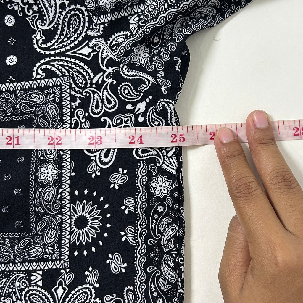 Paisley Bandana Button-Up Polo Shirt By Splendid Satisfaction Black Size Large