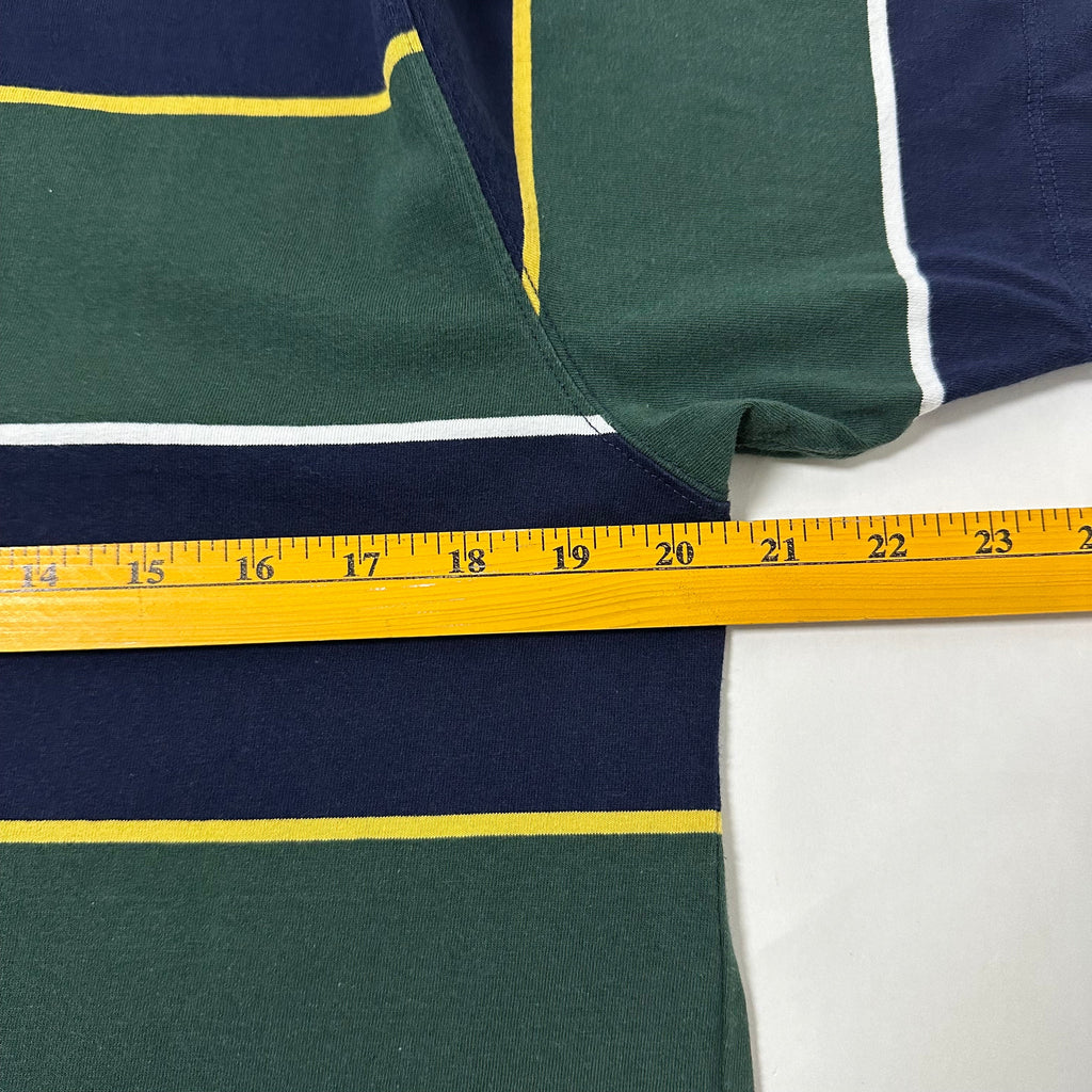Uniqlo Rugger Polo Short Sleeve Striped Shirt in Dark Green and Navy (Size Medium) - SOLD