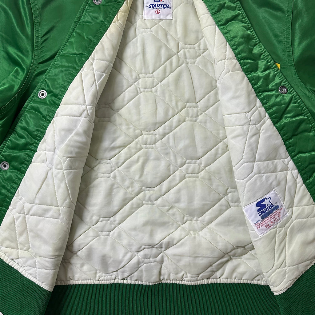 Vintage Boston Celtics Starter Bomber Jacket in Satin Green (Size Small) Boxy Fit