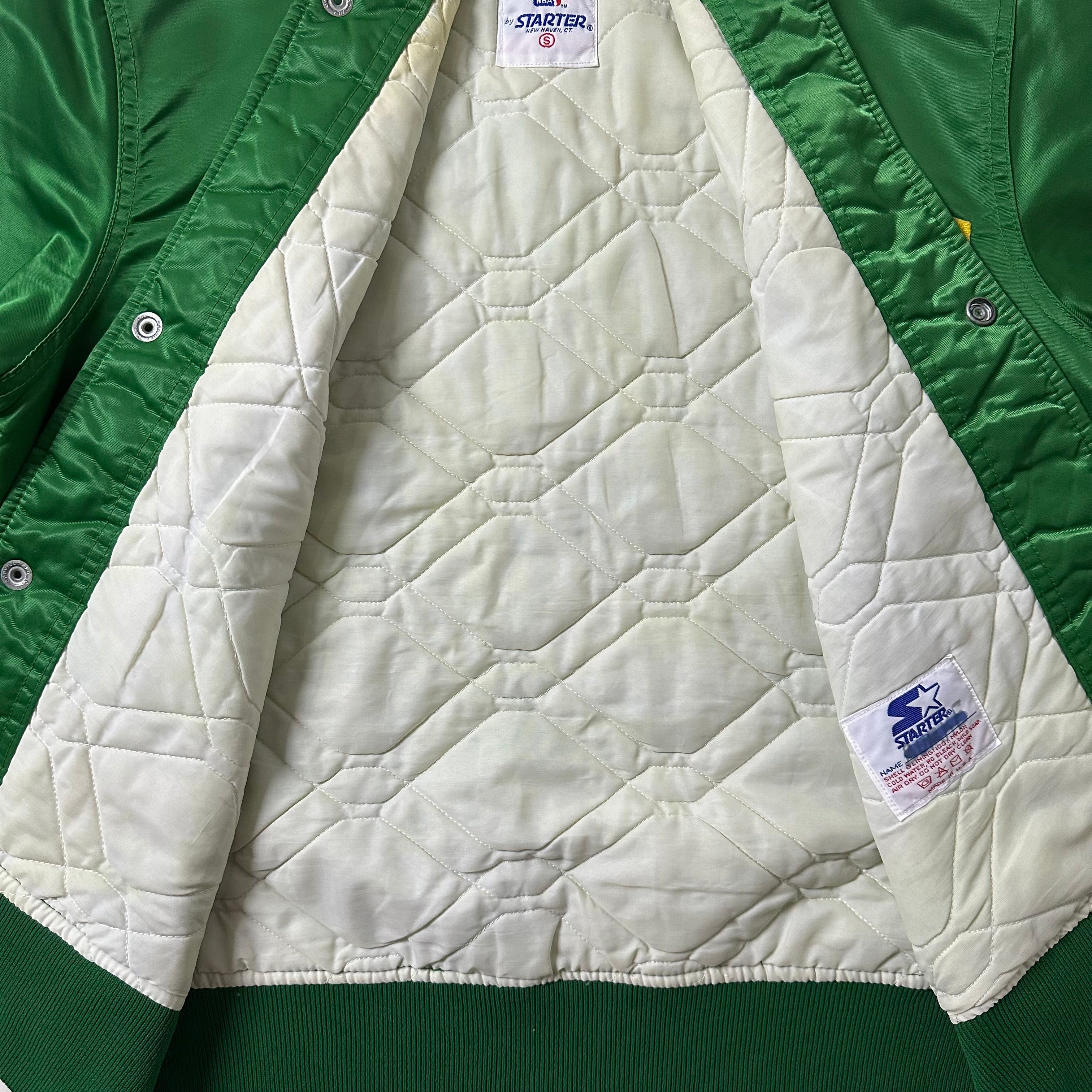 Vintage Boston Celtics Starter Bomber Jacket in Satin Green (Size Small) Boxy Fit