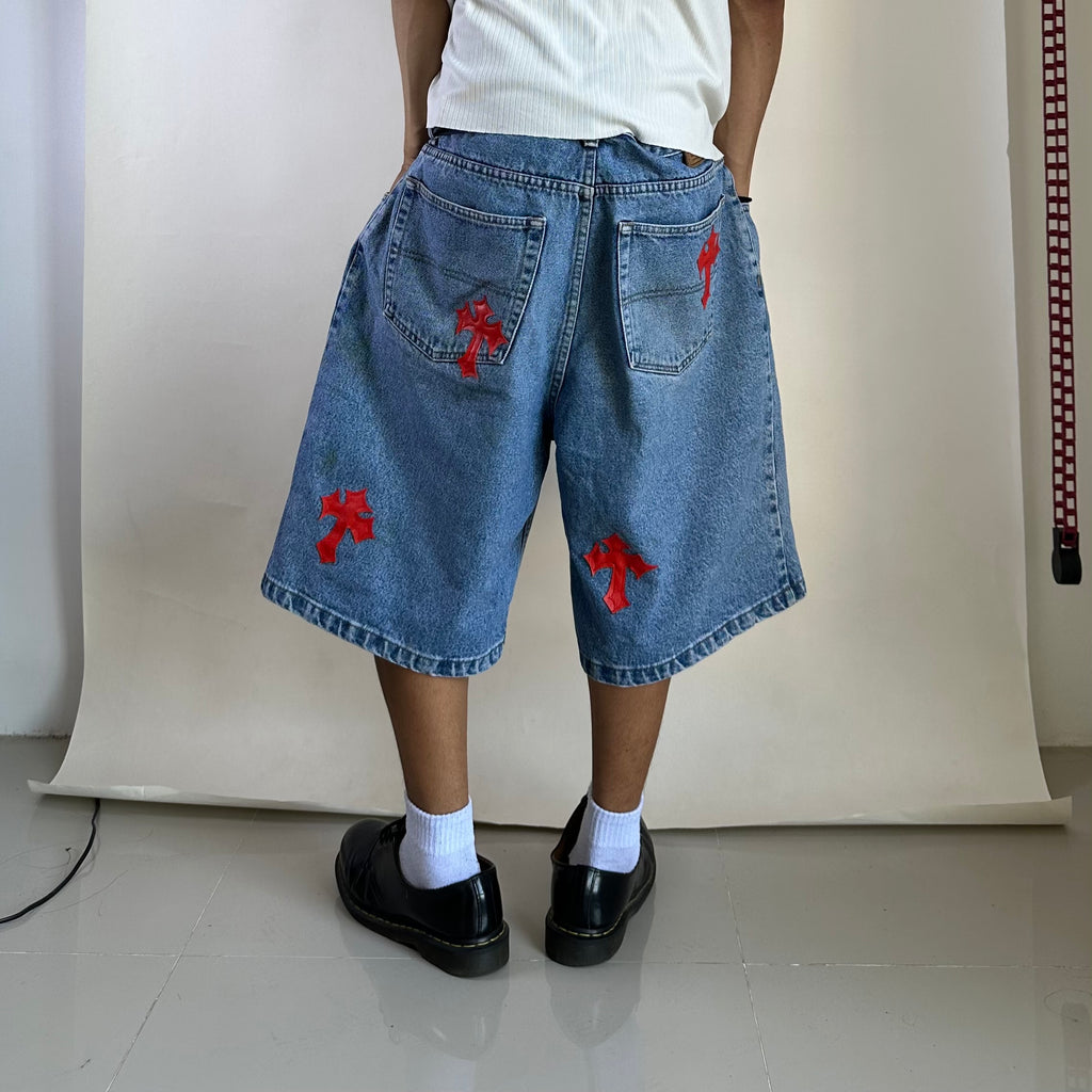 Tommy Hilfiger Denim Jorts with Customize Cross Patches (Size 38) - SOLD