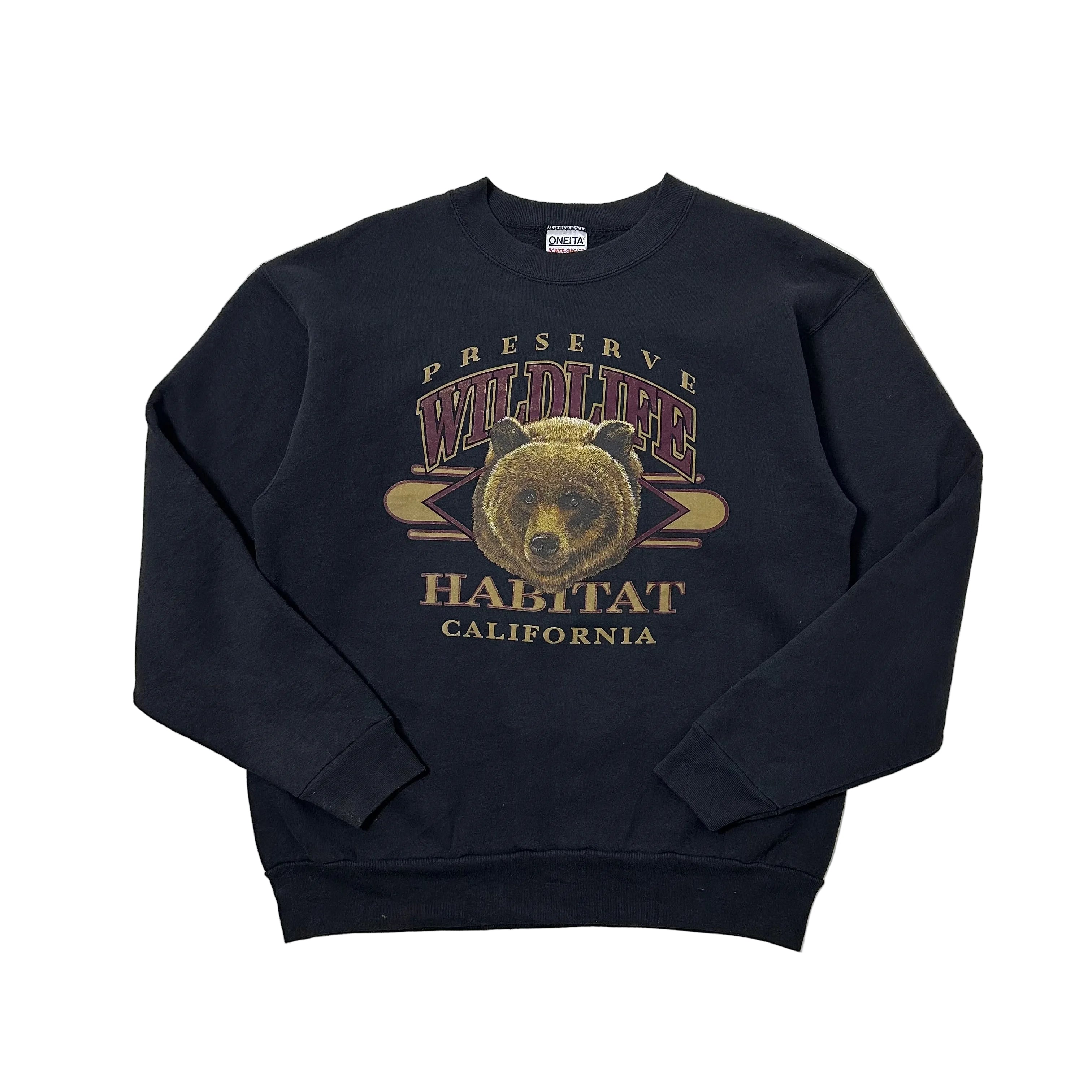 Vintage Wildlife Habitat California Made in USA Crewneck Sweater in Black (Size XL)