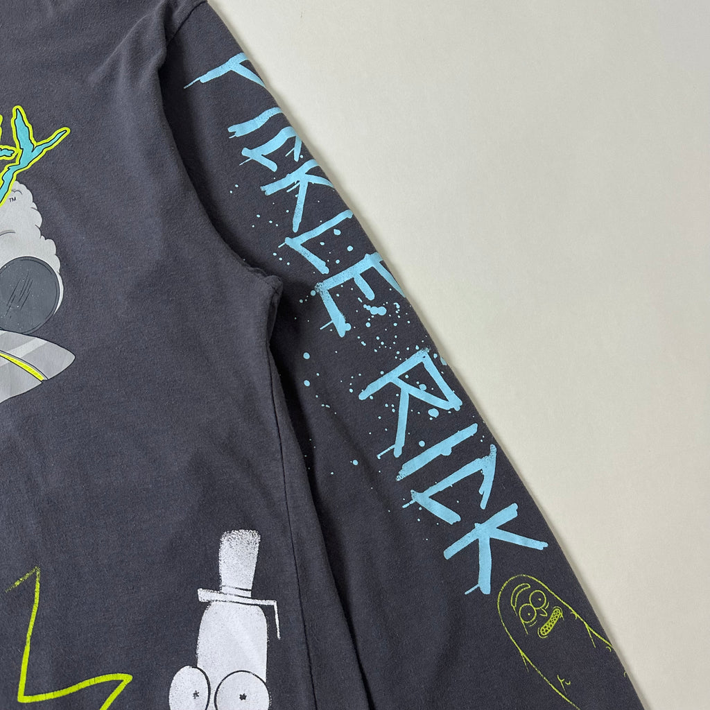 Rick and Morty Airbrush Longsleeve Graphic Shirt in Dark Gray (Size Medium)