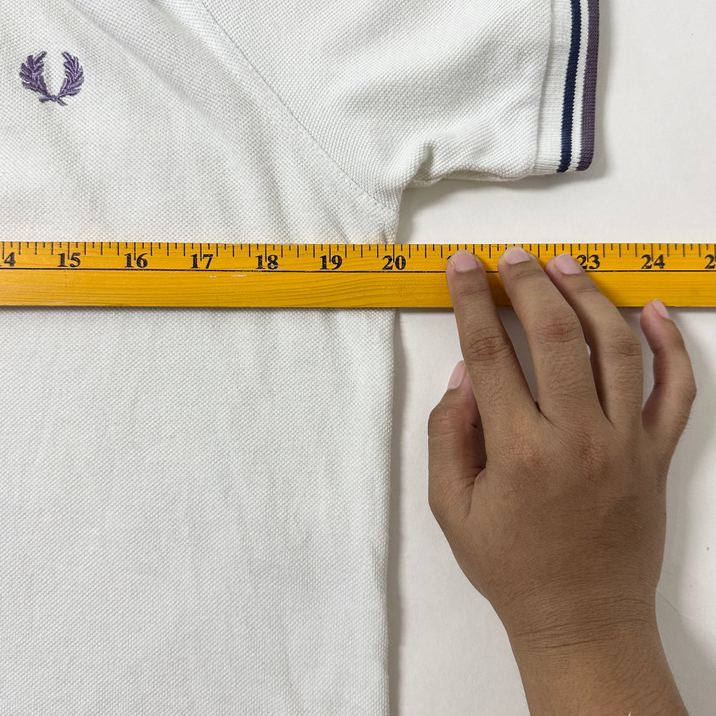 Fred Perry Twin-tipped Polo T-shirt in Chalk White (Size Medium)