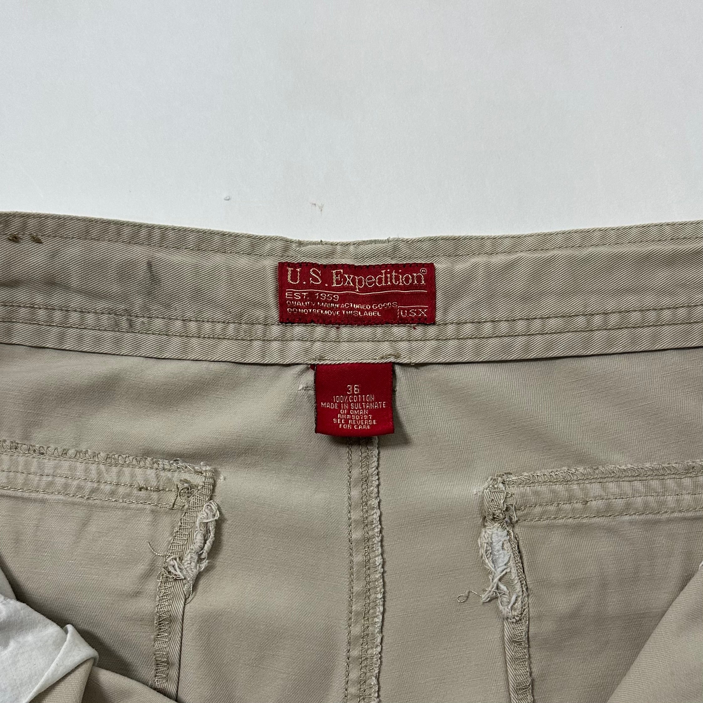 U.S Expedition Y2k Baggy Long Cargo Shorts Beige Size 36
