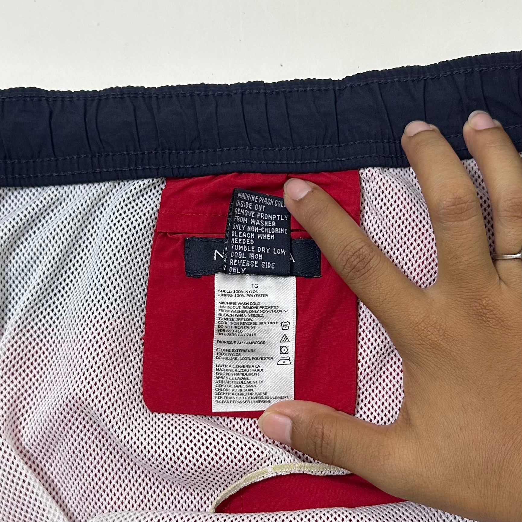 Nautica Swim Trunks Shorts Big Logo Red Dark Blue Size XL (42-46)