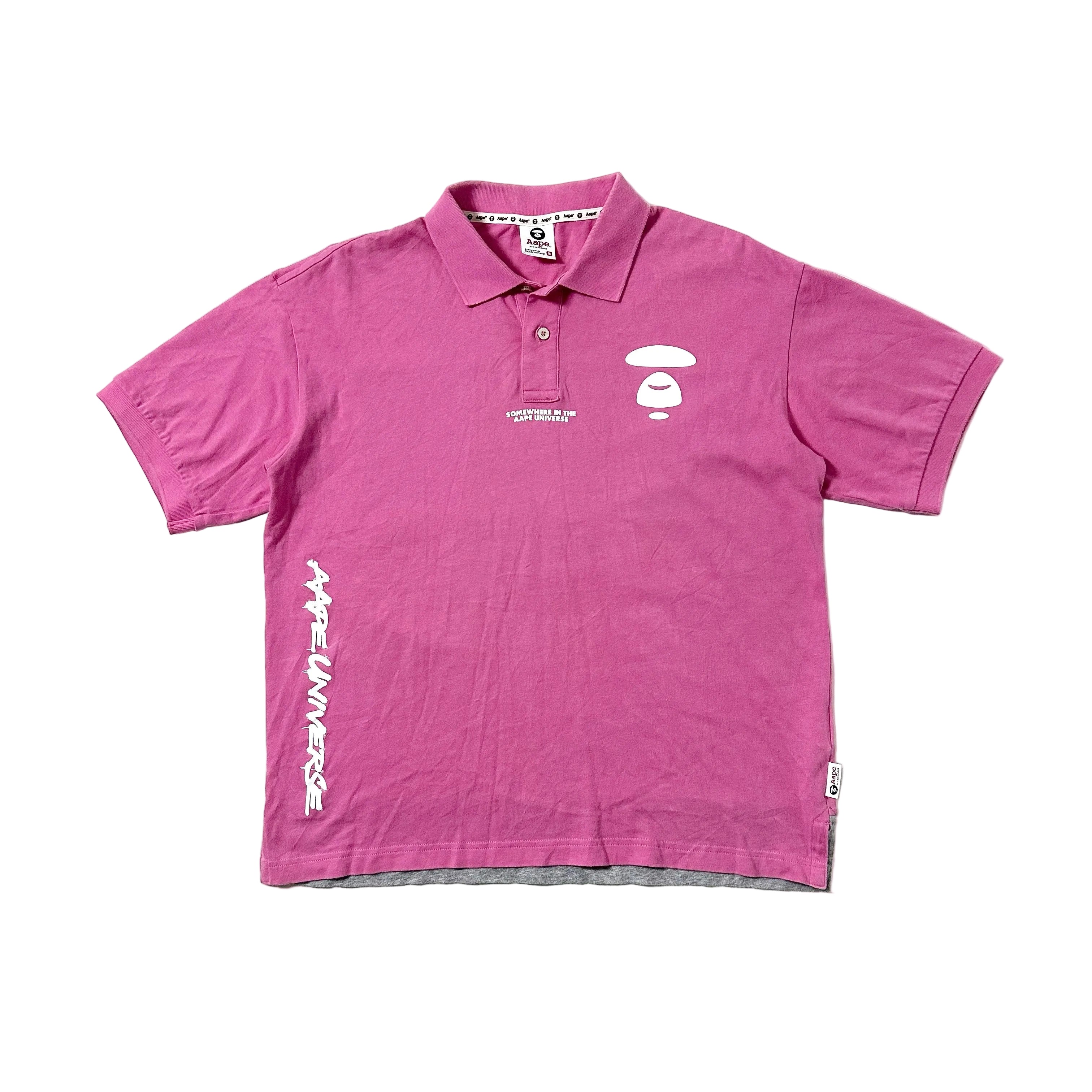 AAPE By A Bathing Ape Pink Camouflage Polo Shirt Medium