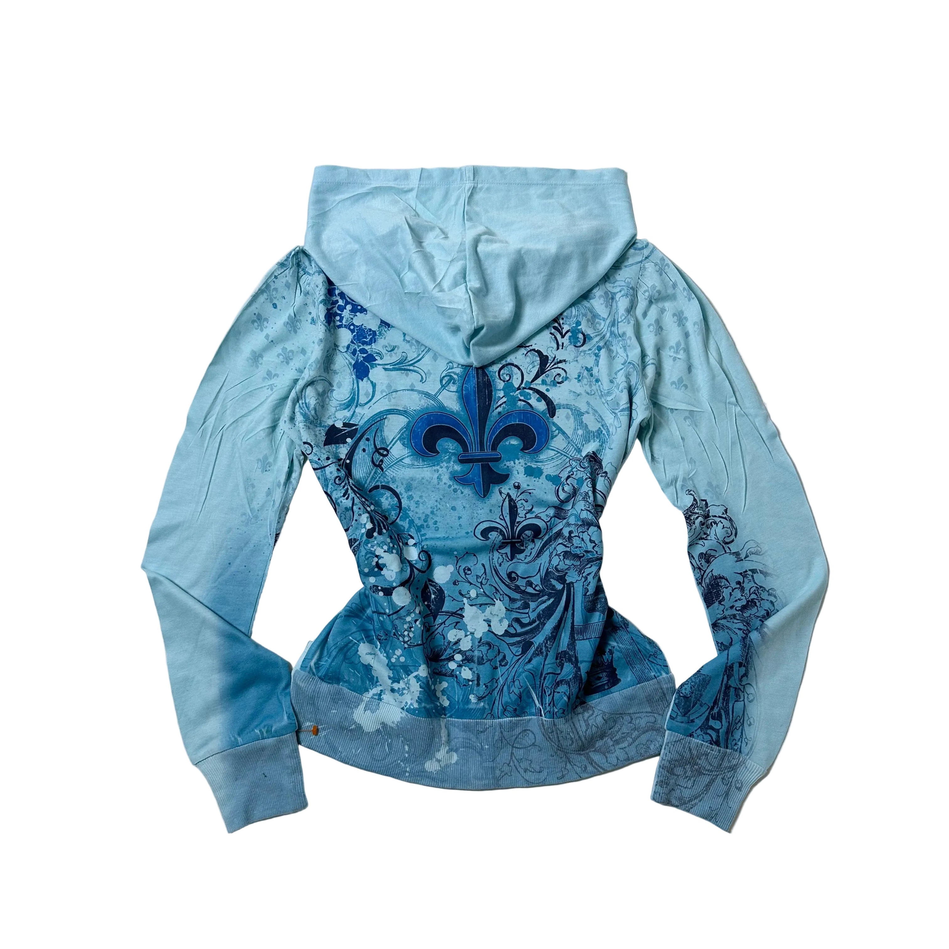 F.A.N.G Women Zip-up Y2K Hoodie in Blue (Size Large)