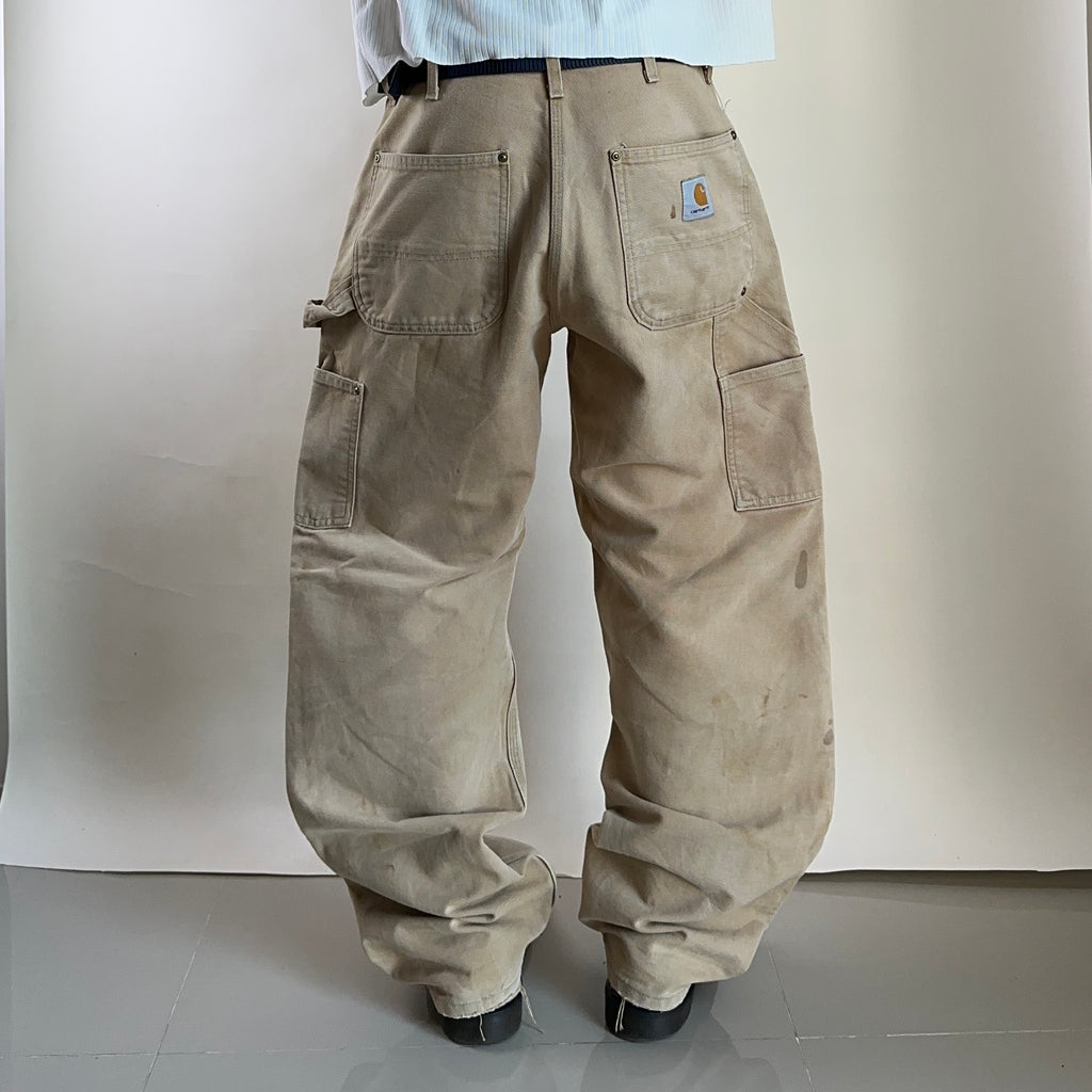 Vintage Carhartt Double-Knee Big Patch Carpenter Pants Faded Brown Size 32-33