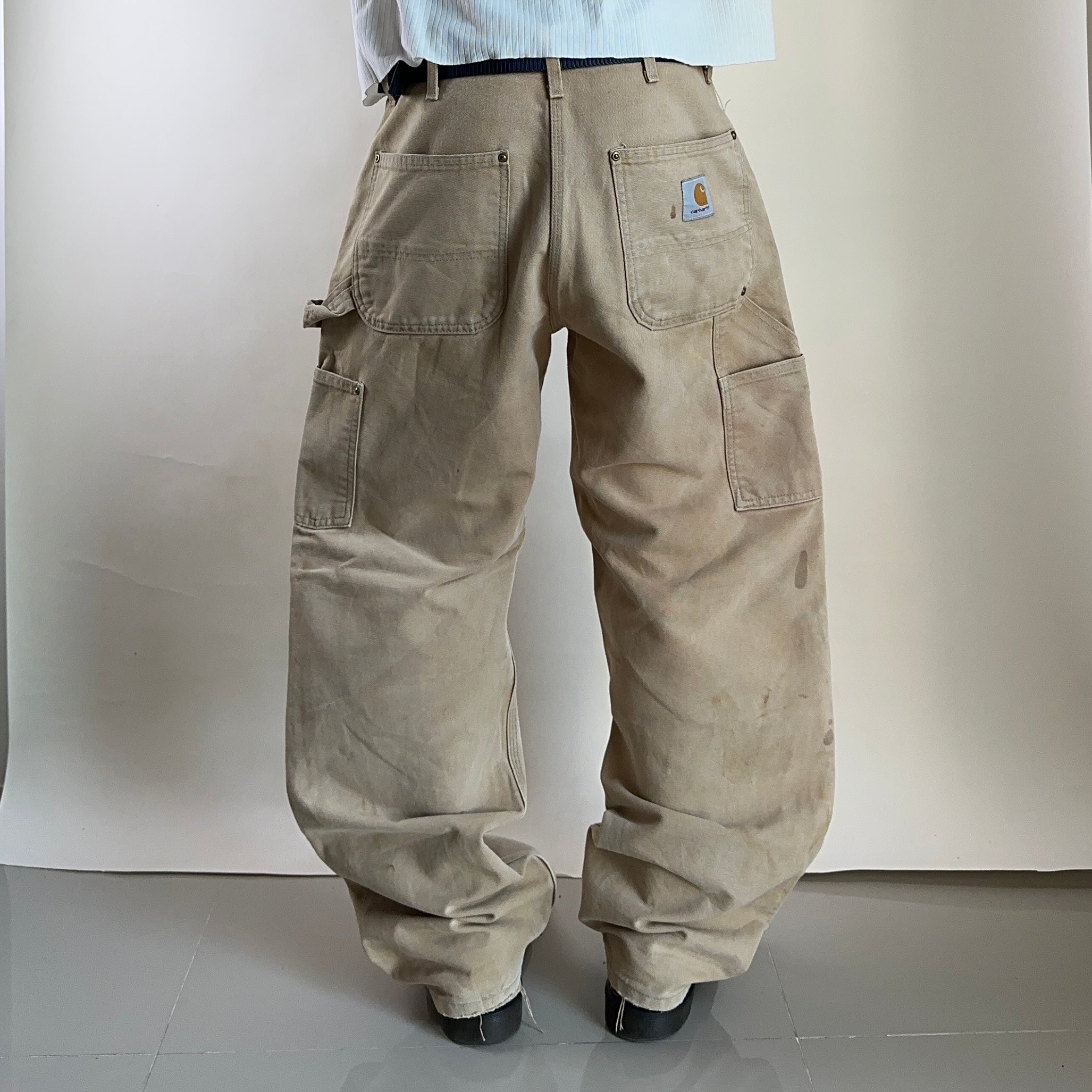 Vintage Carhartt Double-Knee Big Patch Carpenter Pants Faded Brown Size 32-33